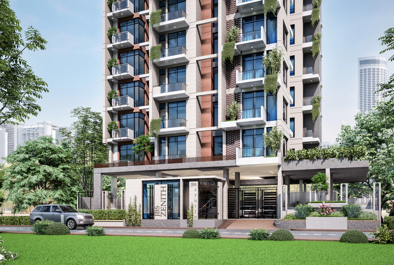 Modern apartment building entrance representing a Queensland strata property