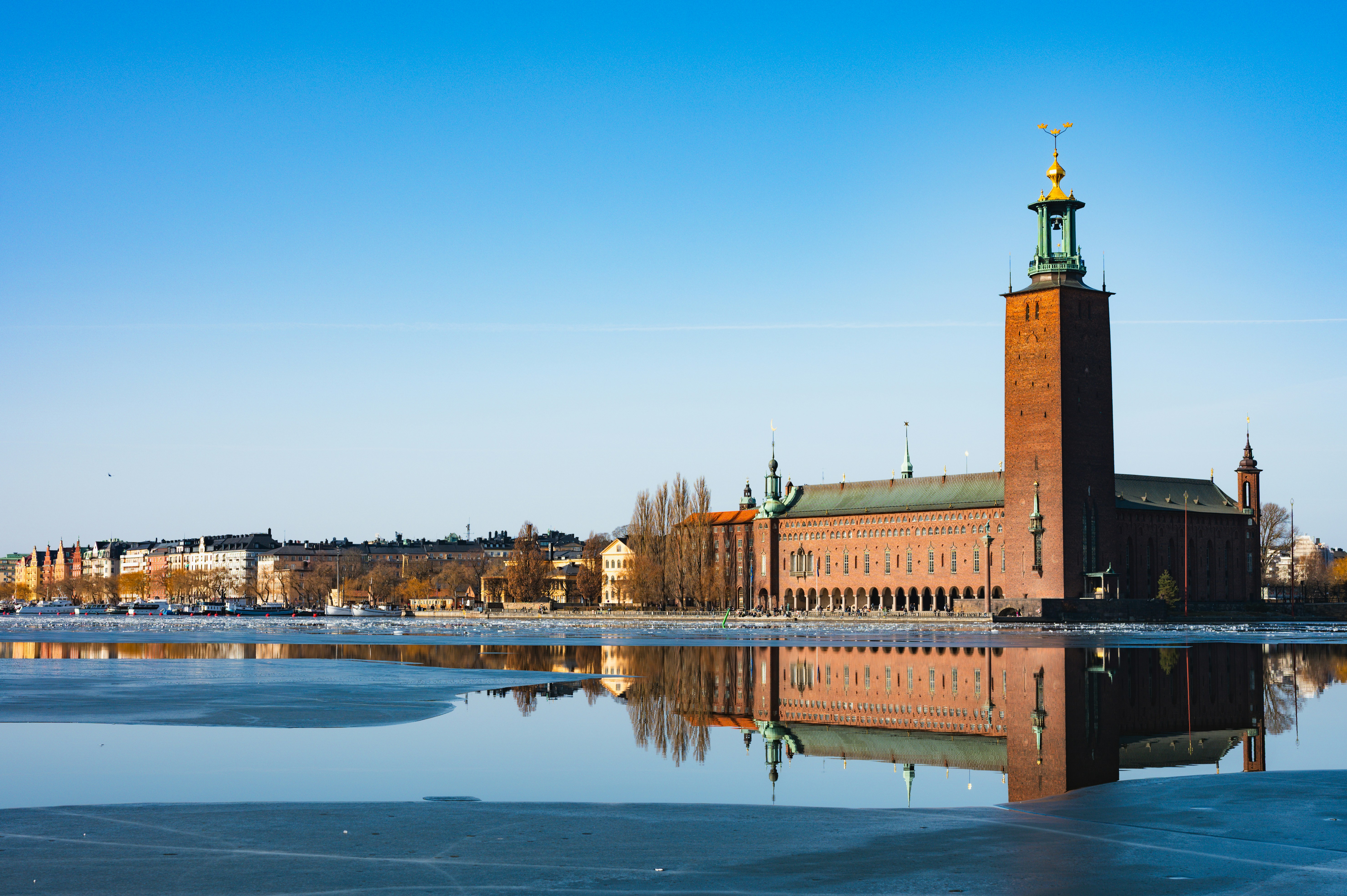 Stockholm waterfront harbor morning