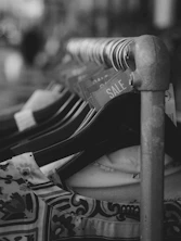 Clothing on hangers with sale tags