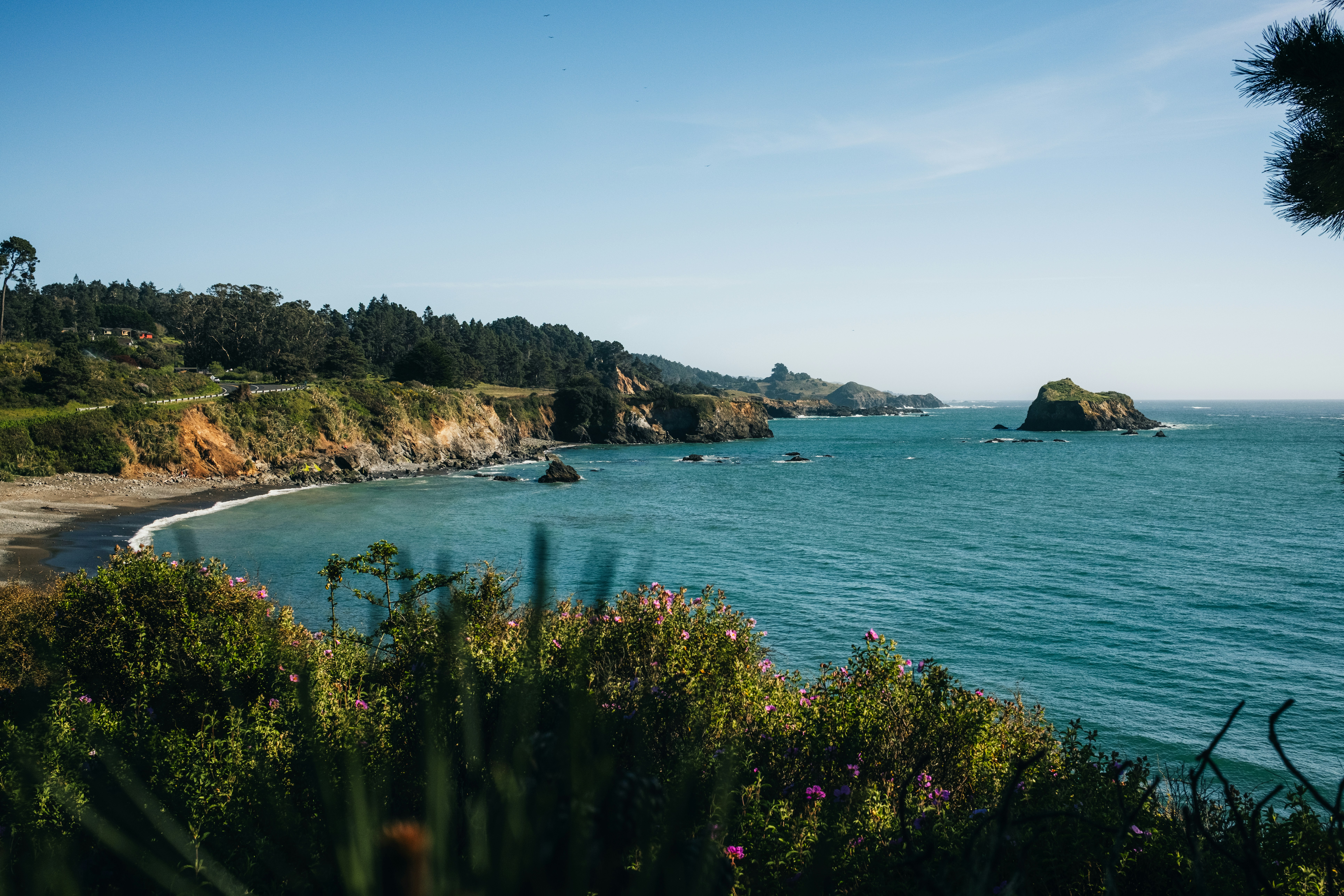 Coastal landscape with ocean and rocky cliffs