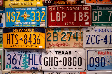 Collection of diverse state license plates