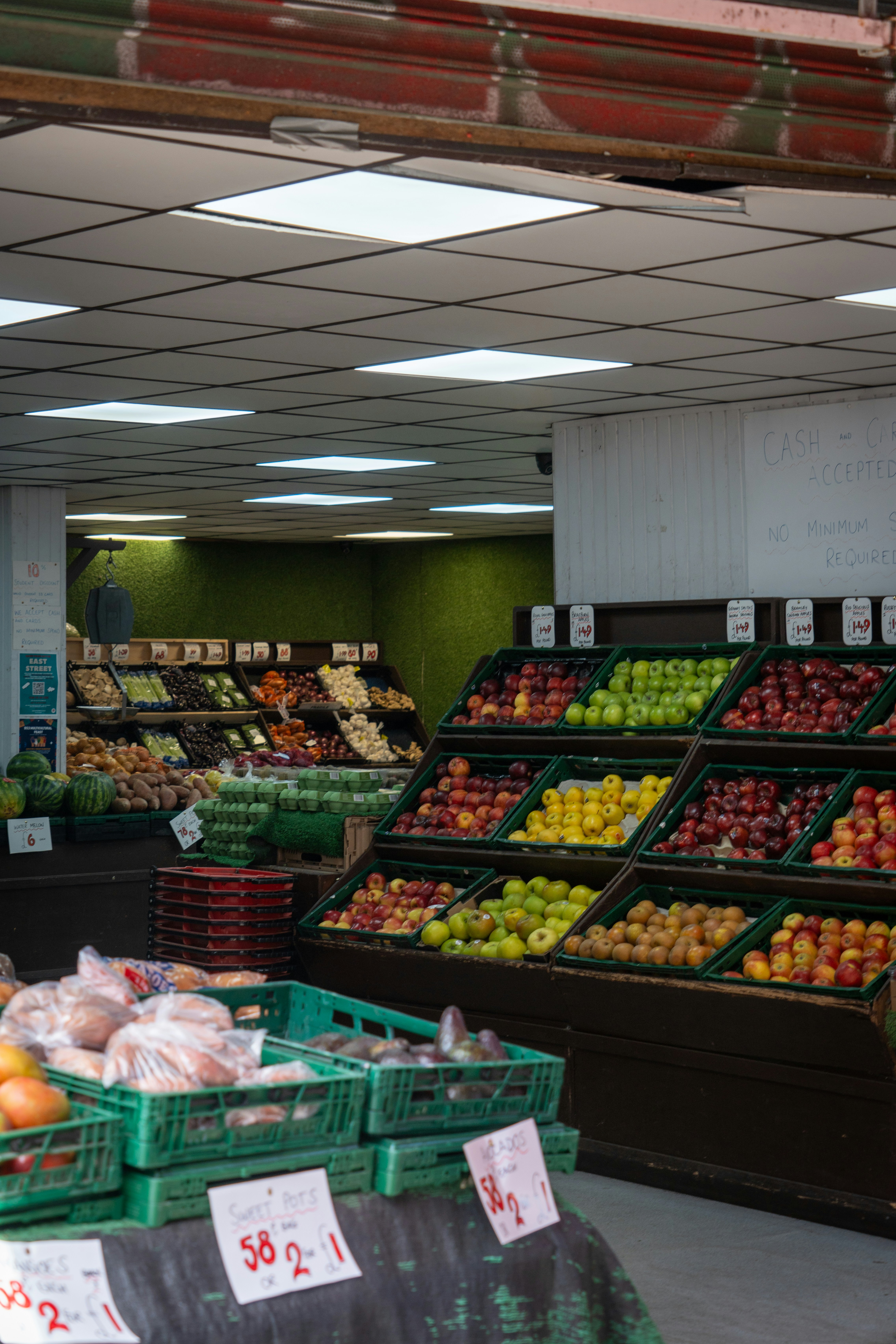 Fresh produce displayed in a grocery store