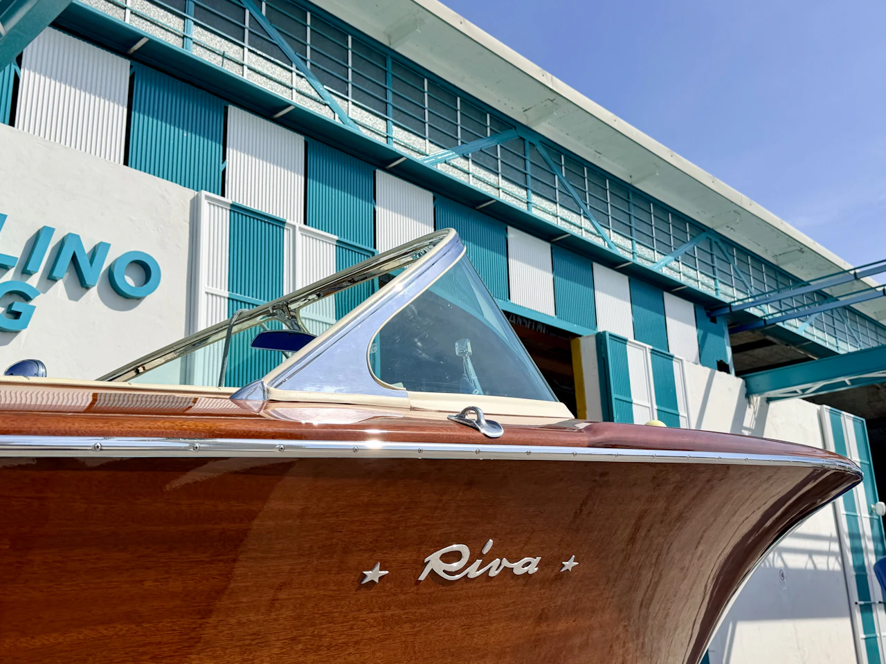 A classic mahogany runabout at rest