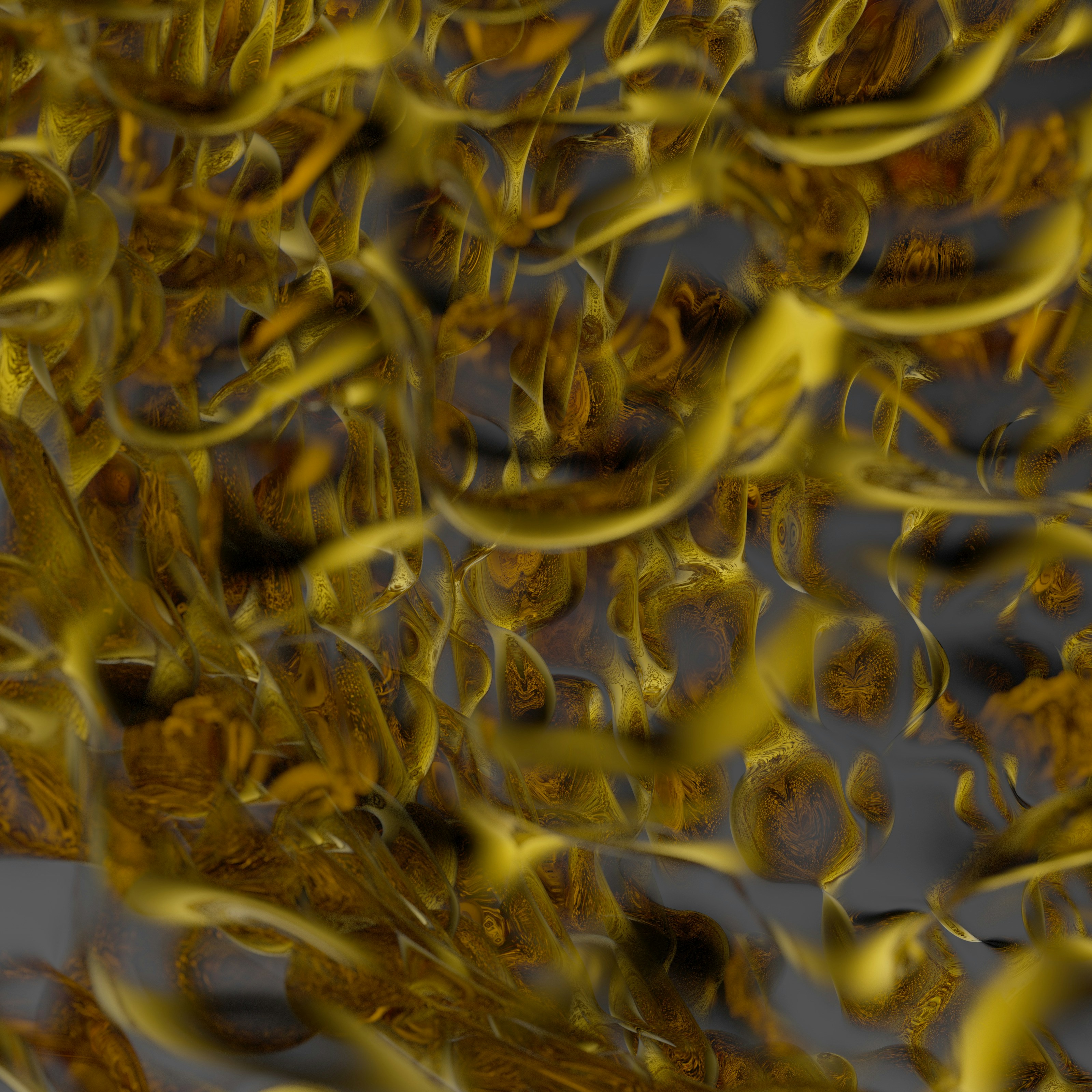 Abstract golden swirls and textures on dark background
