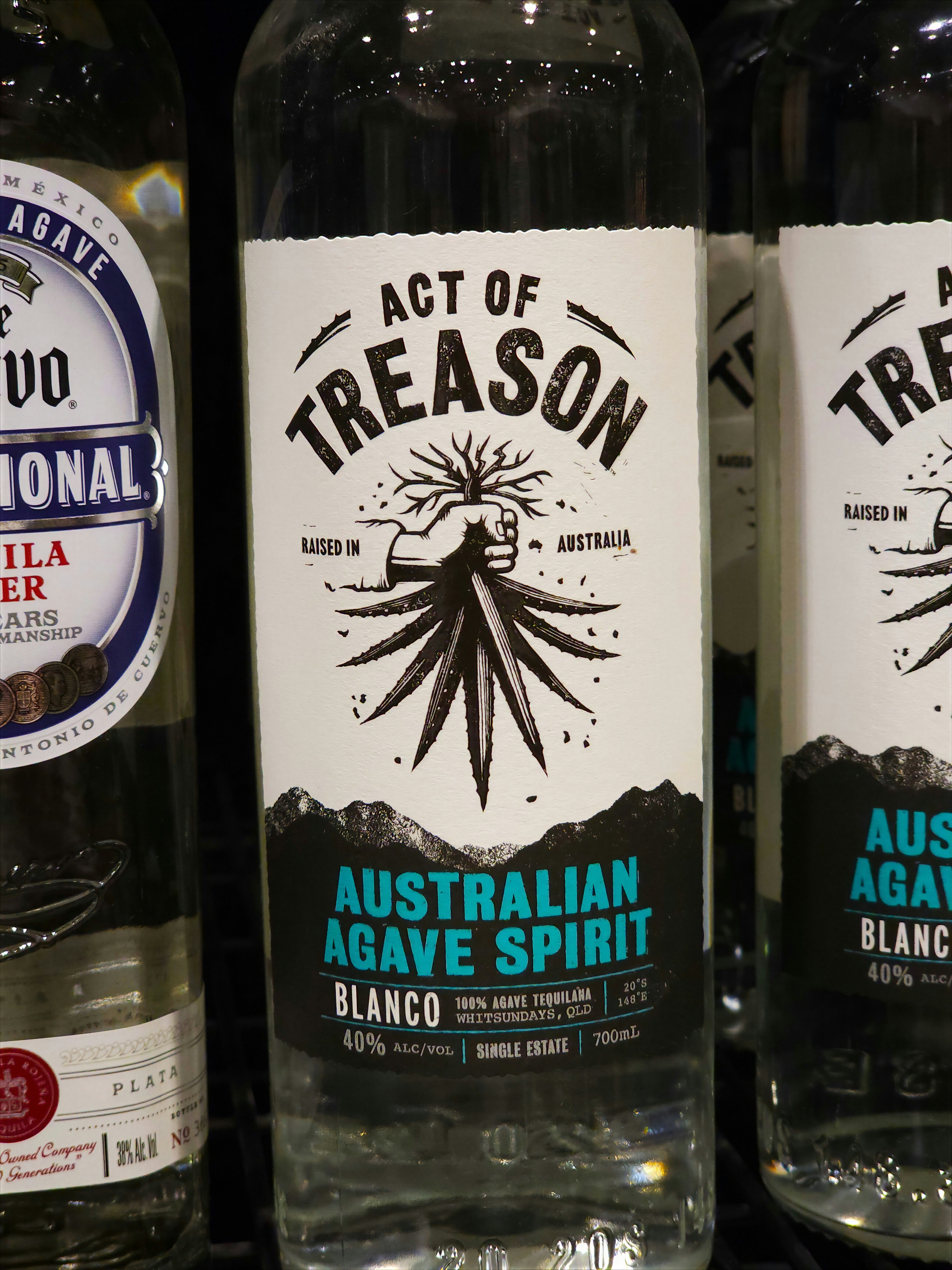 Bottle of act of treason australian agave spirit