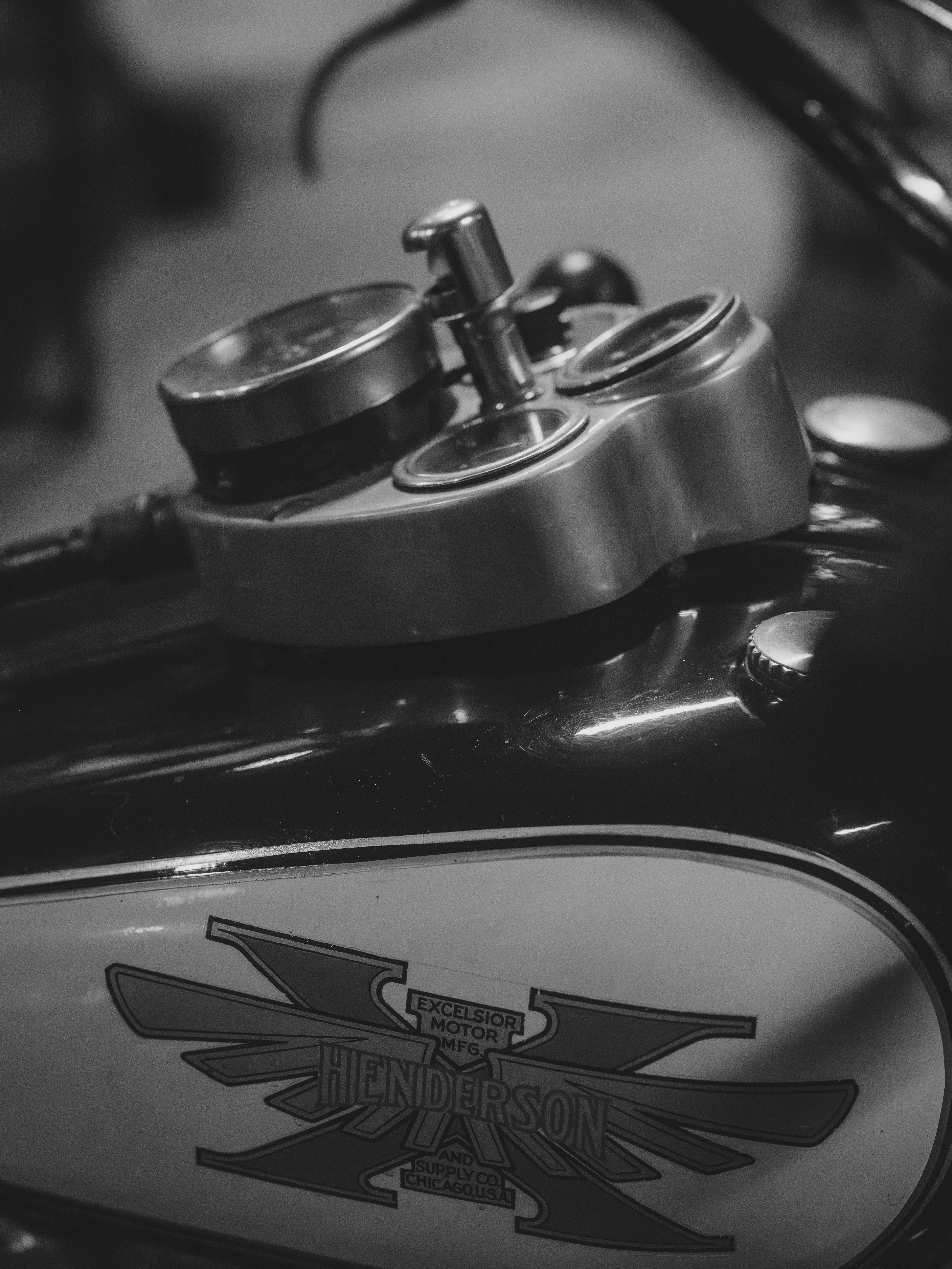 Close-up dasbor sepeda motor henderson vintage