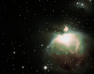 A colorful nebula with stars in deep space.