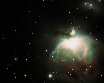 A colorful nebula with stars in deep space.