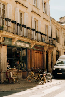 A charming storefront with bicycles parked outside