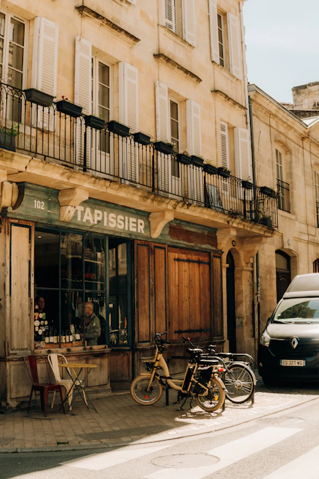 A charming storefront with bicycles parked outside