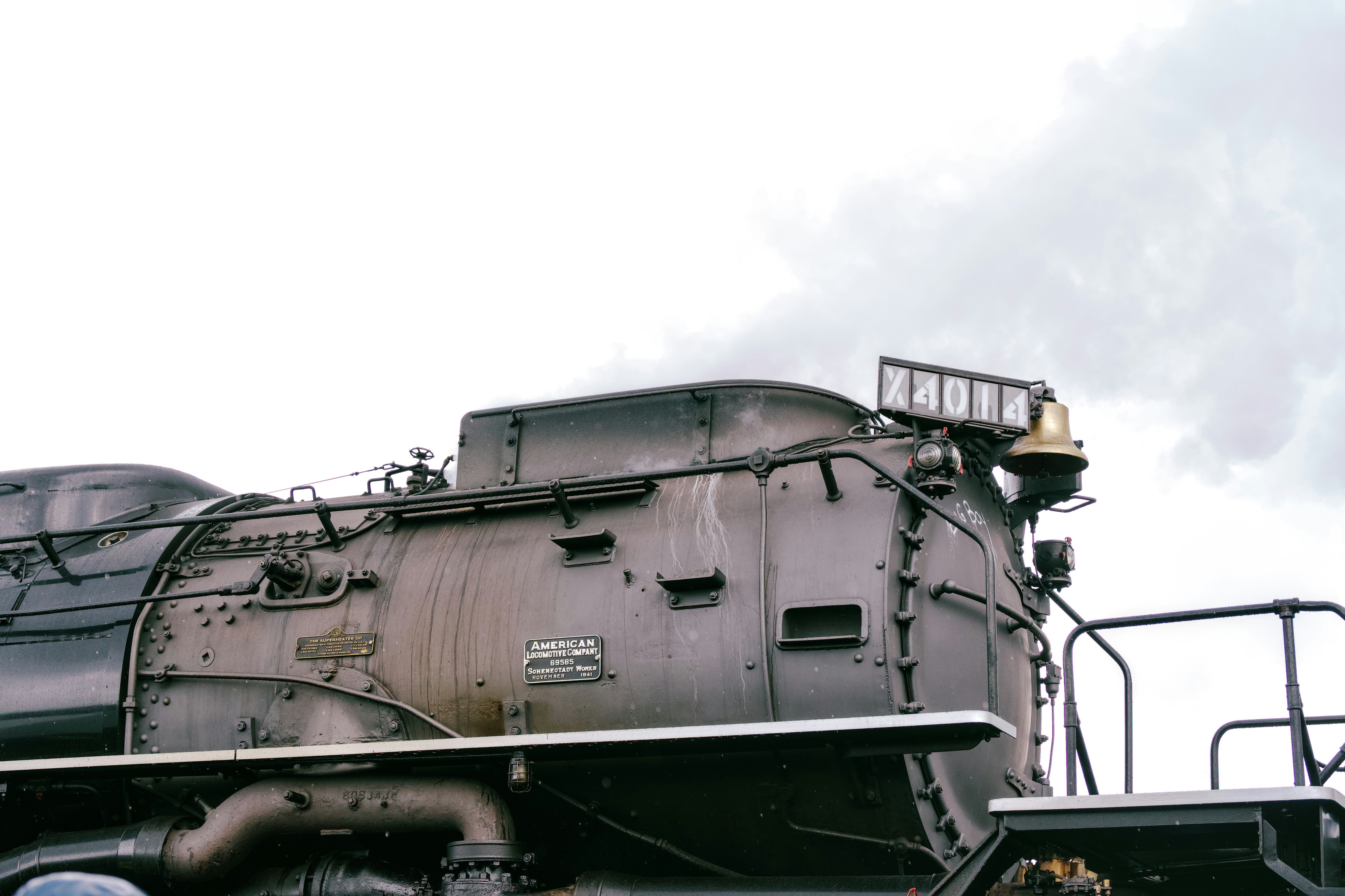 Close up of a vintage steam train engine