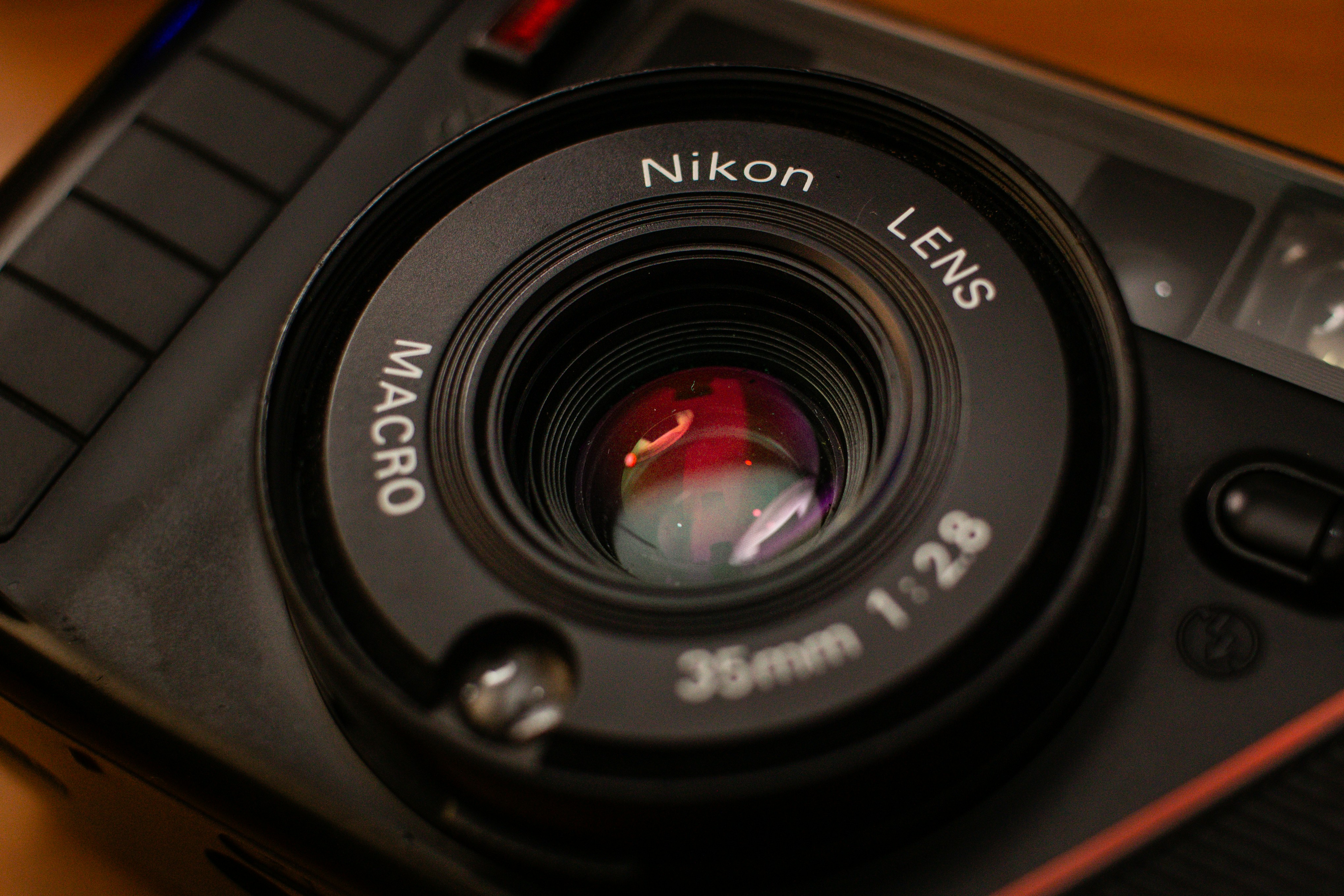 Close-up of a nikon 35mm f/2.8 macro lens.