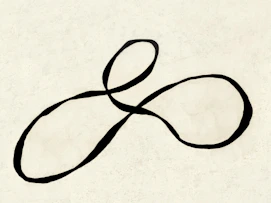 A black infinity symbol on a cream background
