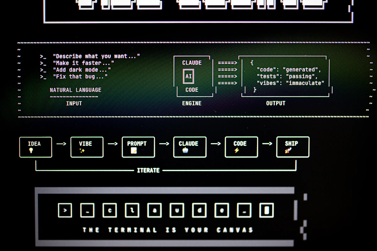 Artificial intelligence web development concept with code generation and digital workflow optimization