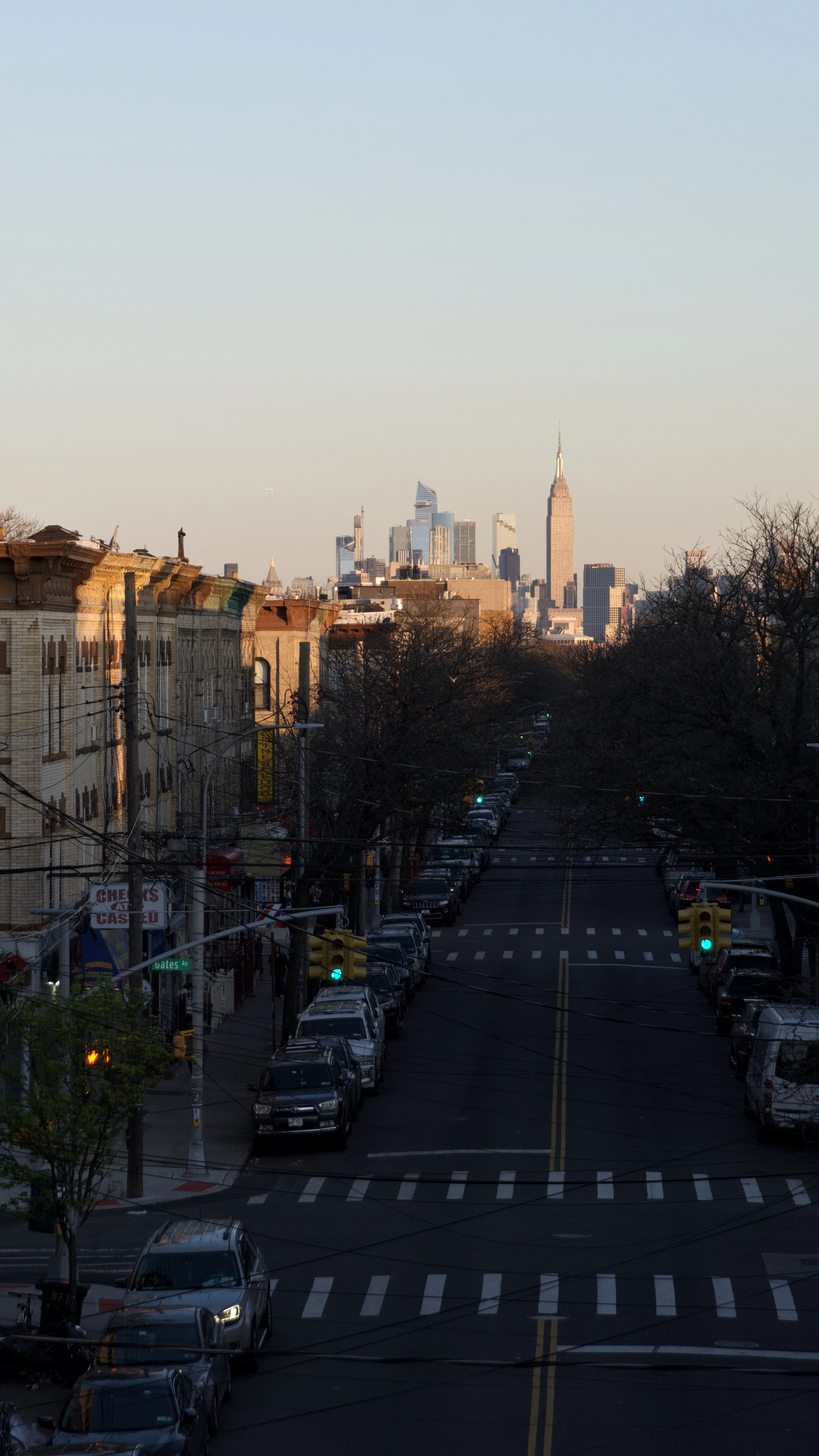 New York street at sunset