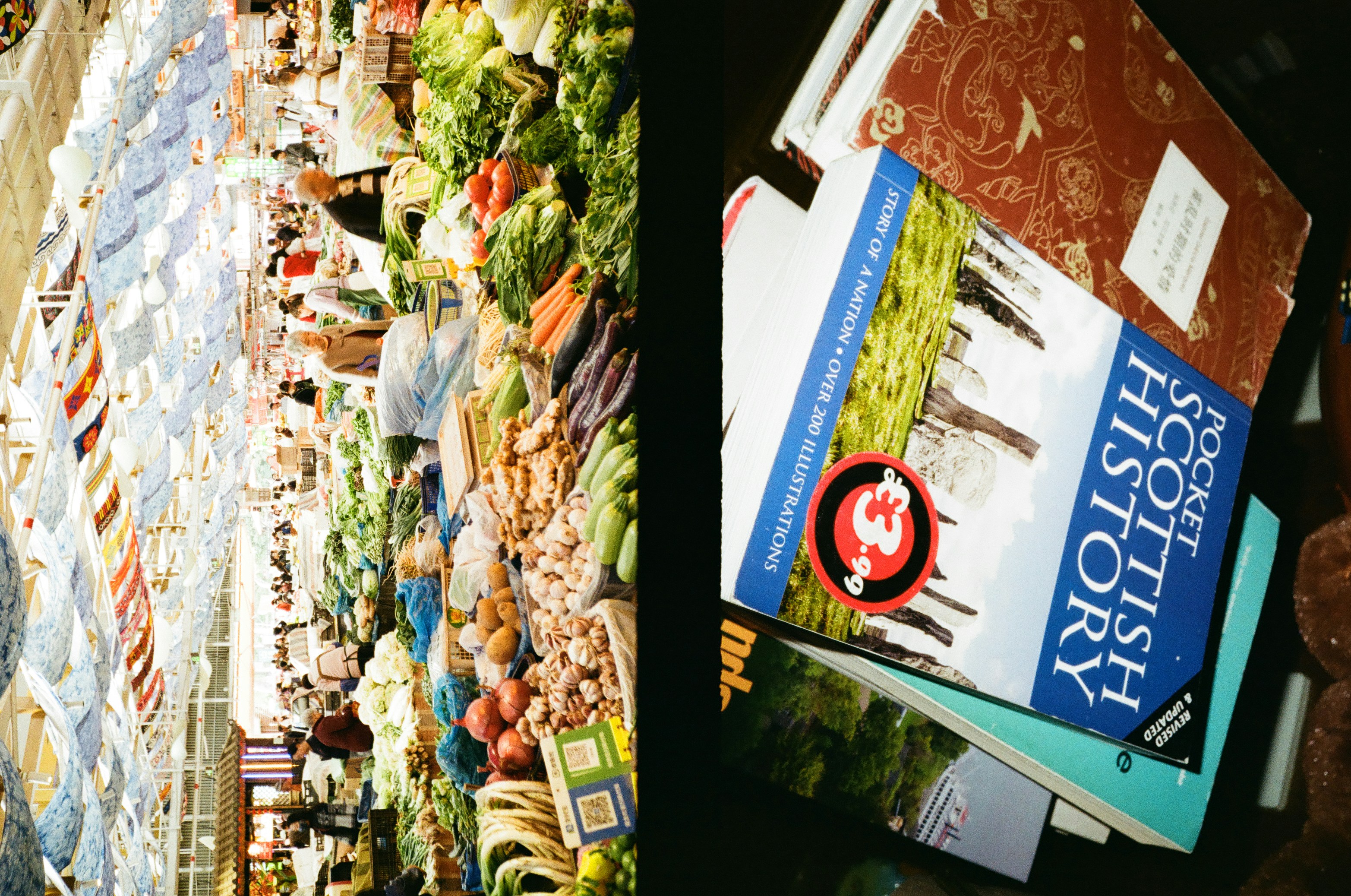 A stack of books including one on scottish history.