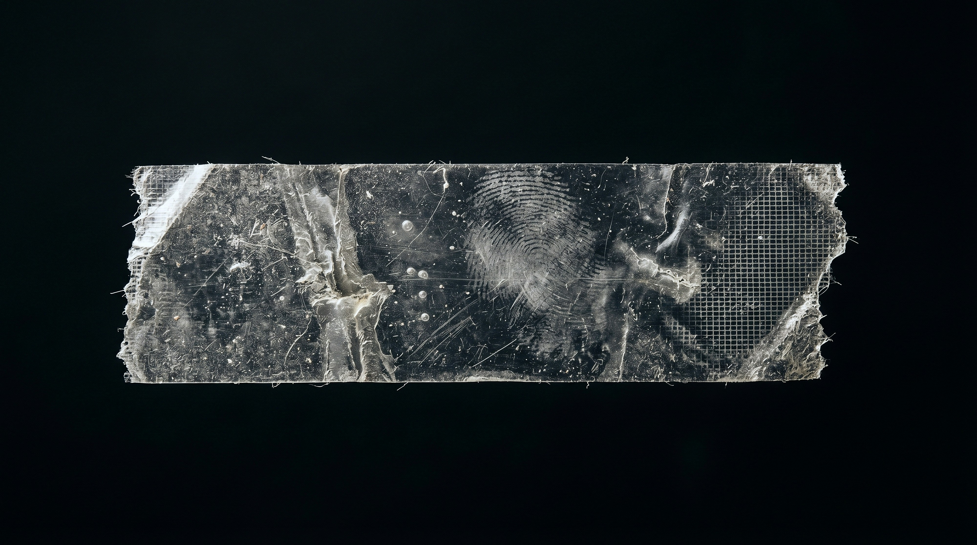 A close-up of a clear, crinkled piece of tape.