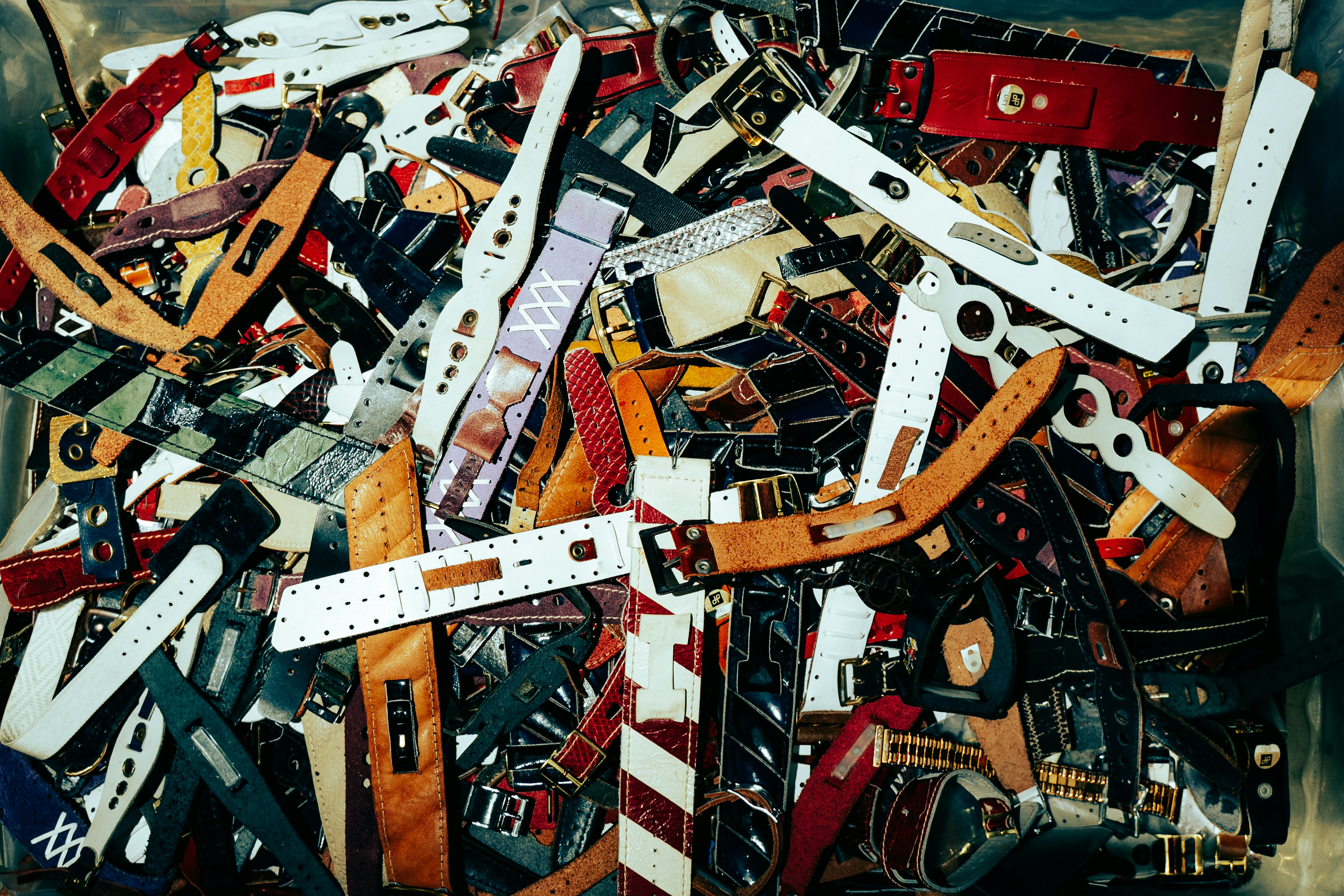 Pile of colorful watch bands and straps