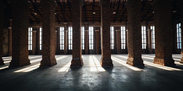 Industrial converted warehouse loft with brick columns