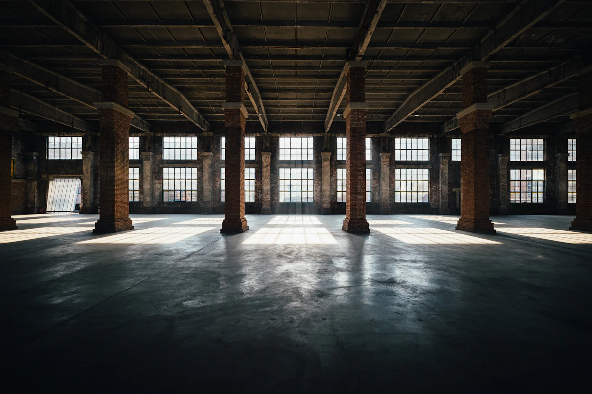 Spacious industrial warehouse interior
