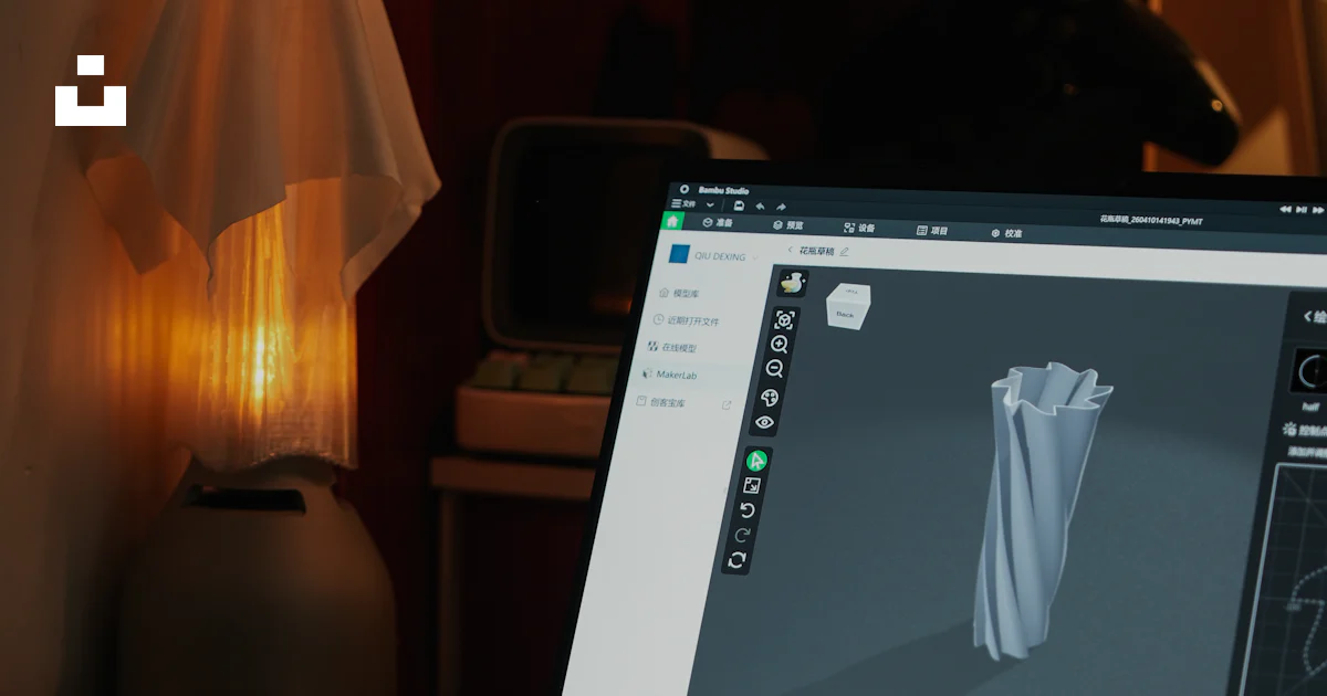 Laptop displaying a 3D model for printing