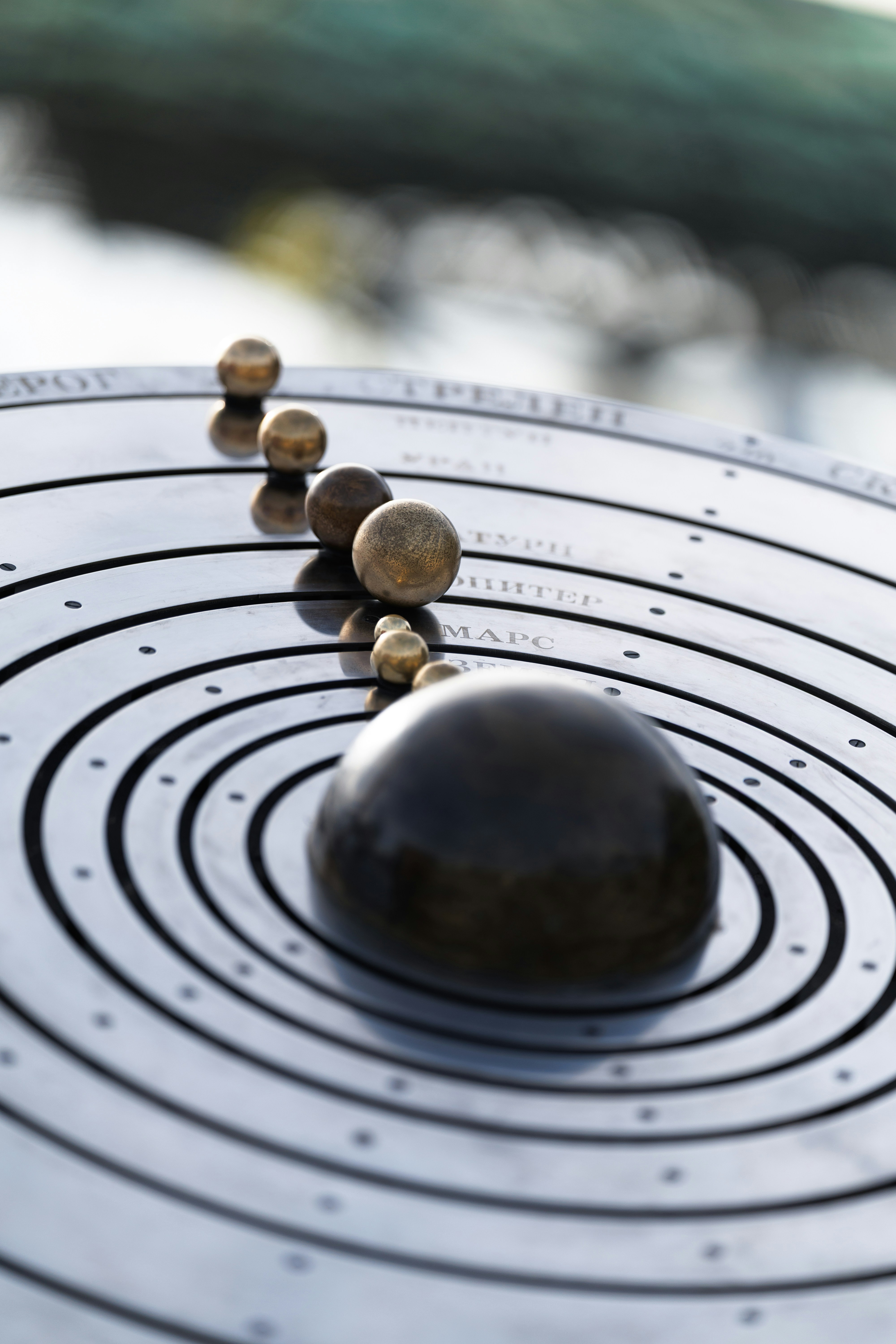 A model of the solar system with planets in orbit