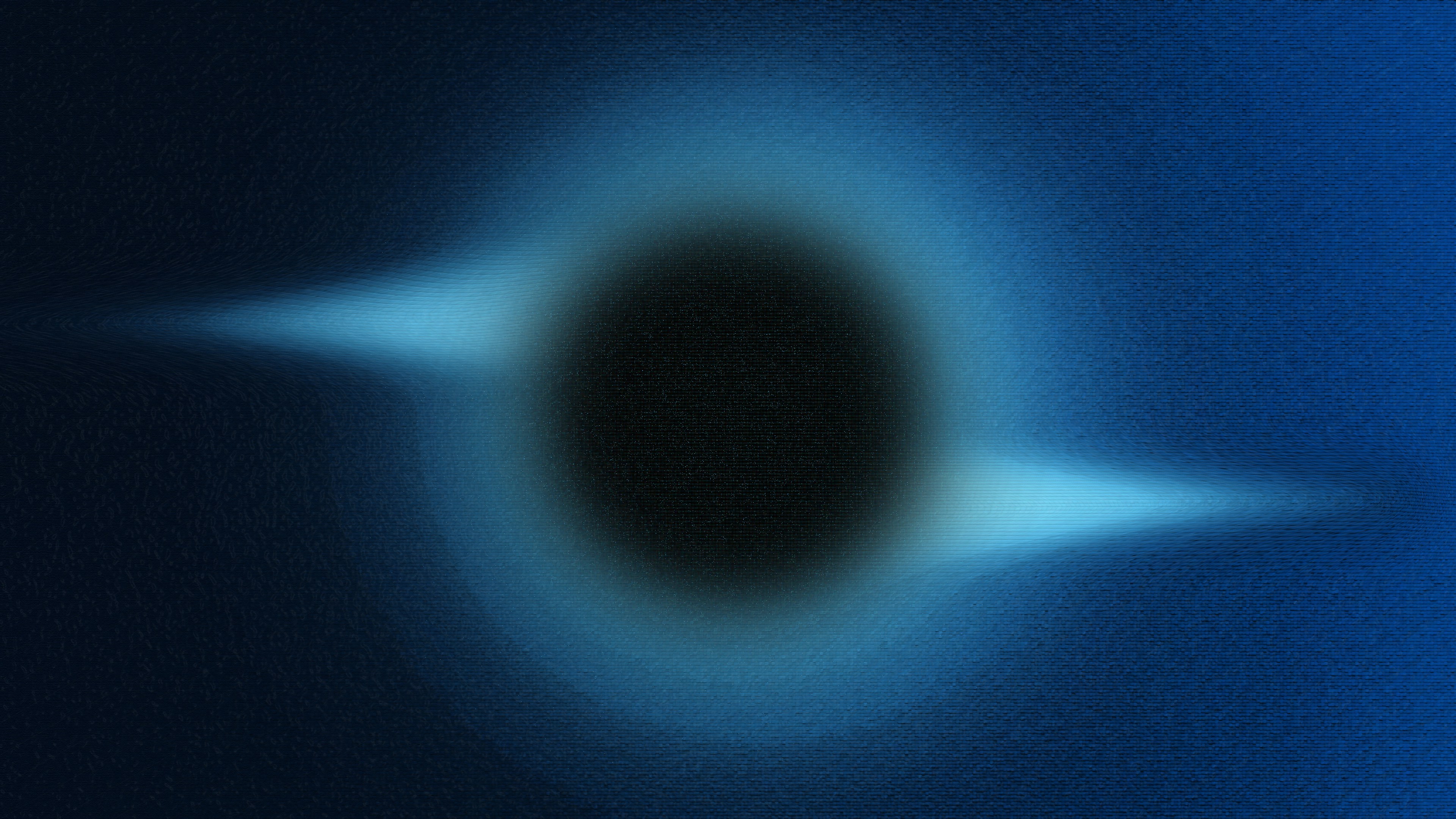 Ein Schwarzes Loch mit einer leuchtend blauen Akkretionsscheibe.