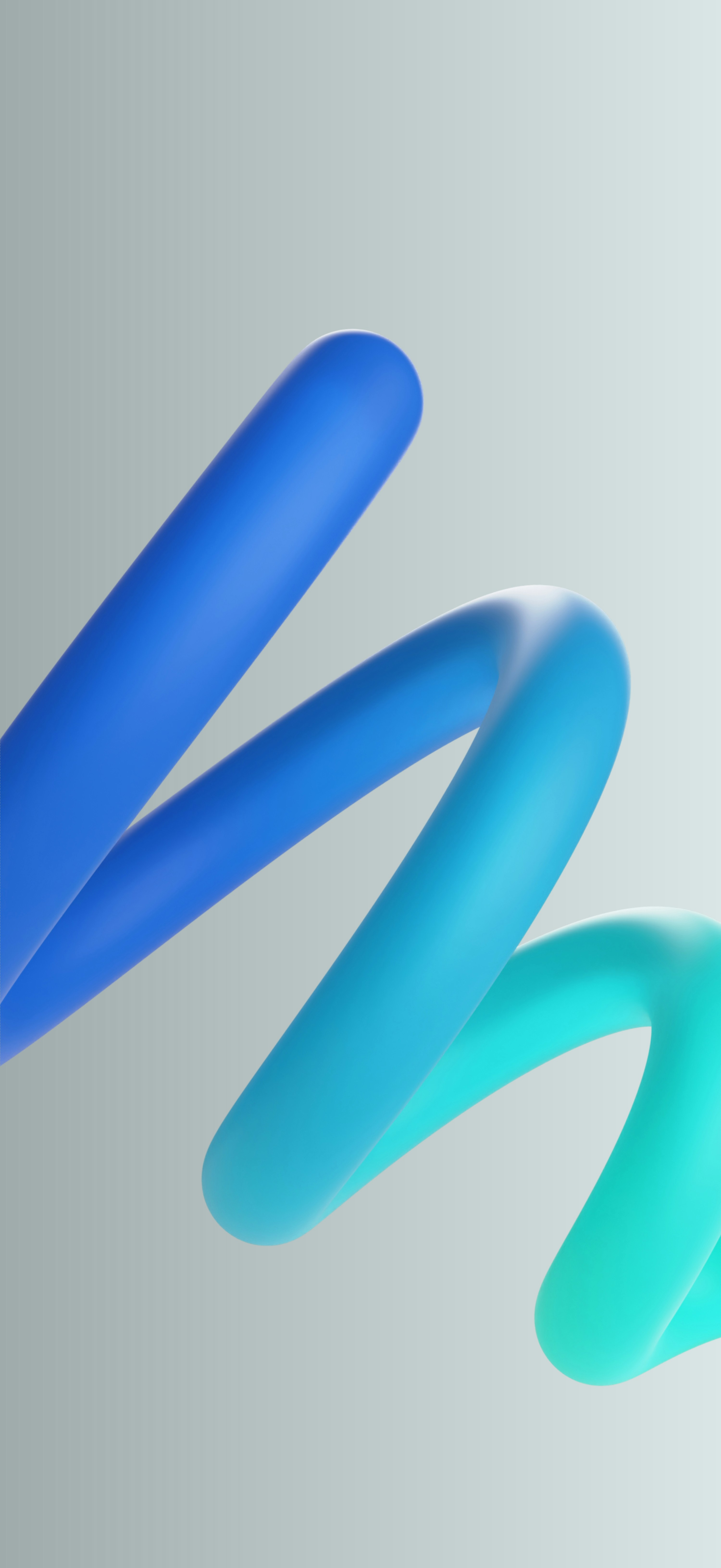 Tubos azules y verde azulado se curvan sobre un fondo gris