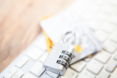 Combination lock on credit cards and keyboard