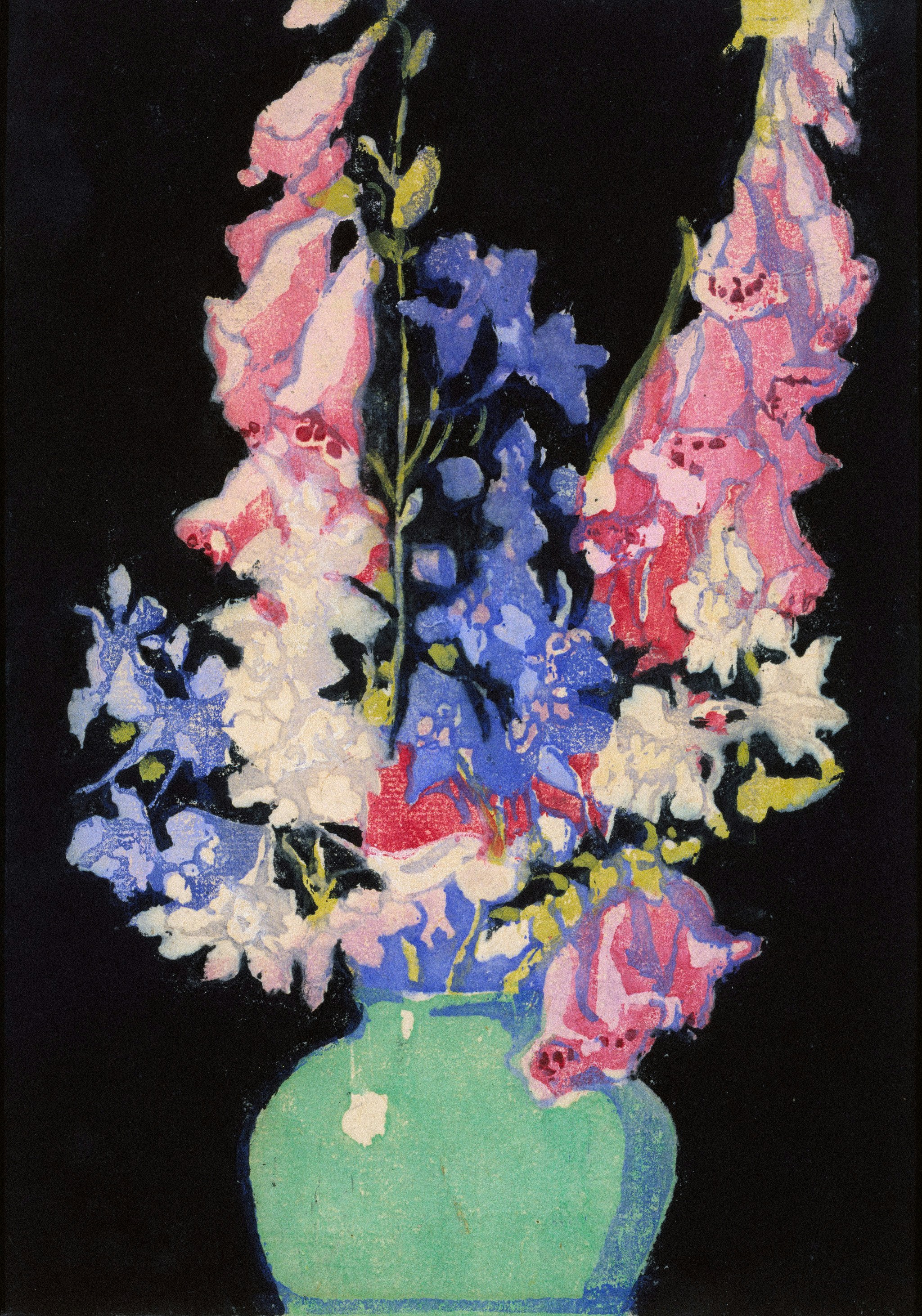 Margaret Jordan Patterson, Garden Flowers, ca. 1920, color woodcut on paper, sheet: 10 7/16 x 7 3/8 in. (26.1 x 18.8 cm.), Smithsonian American Art Museum, Gift of Luke Gwilliam, 1979.67.1