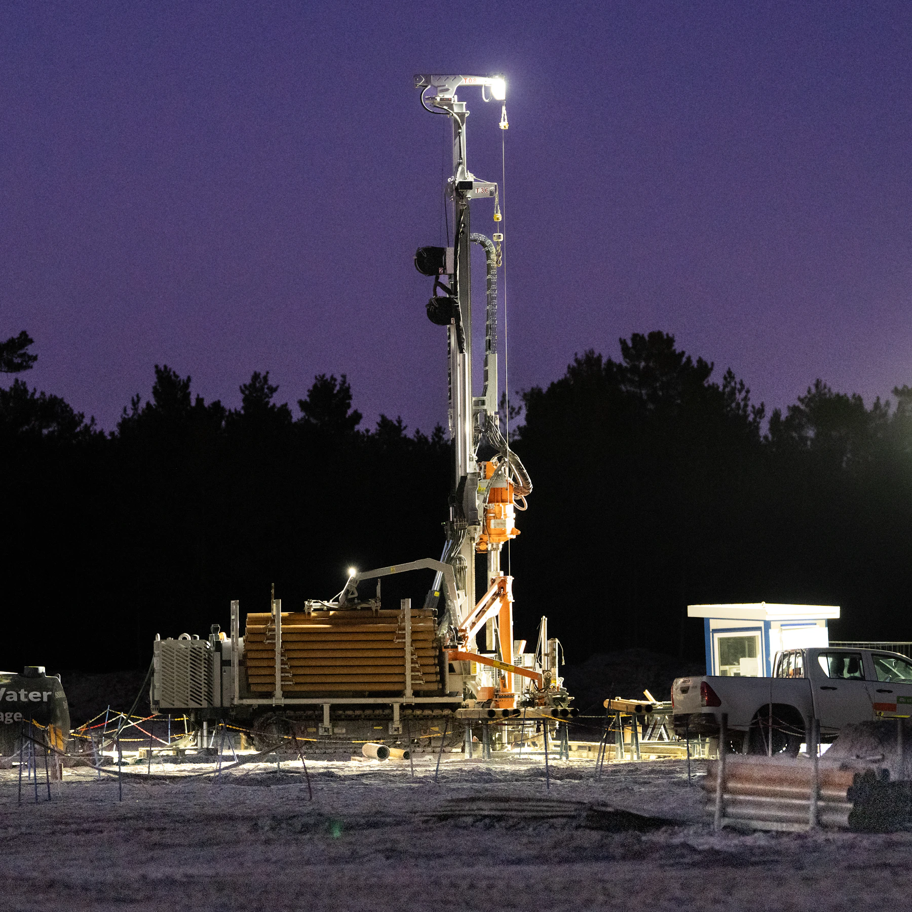 Drilling rig at night