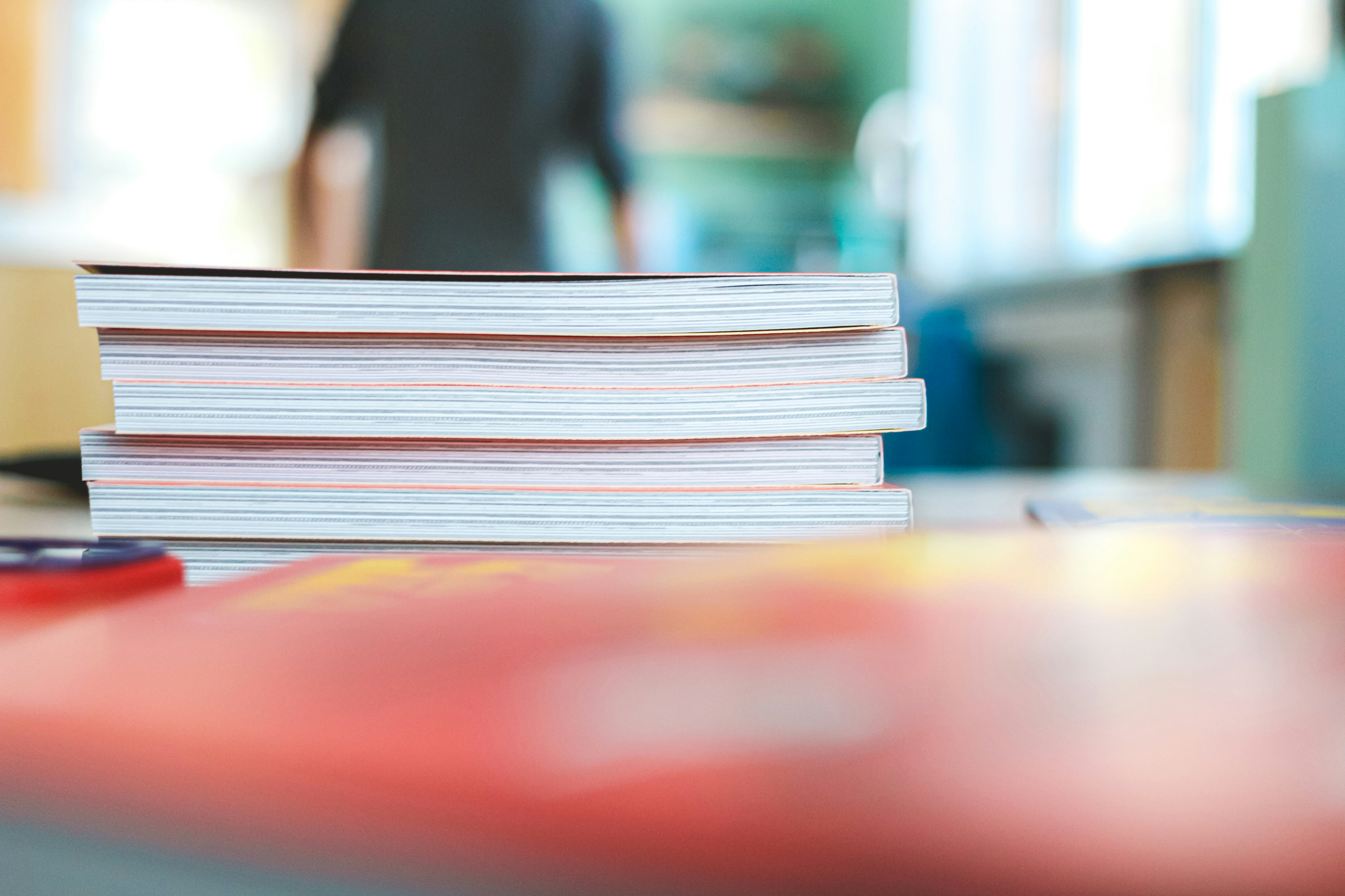 Stack of books on a table