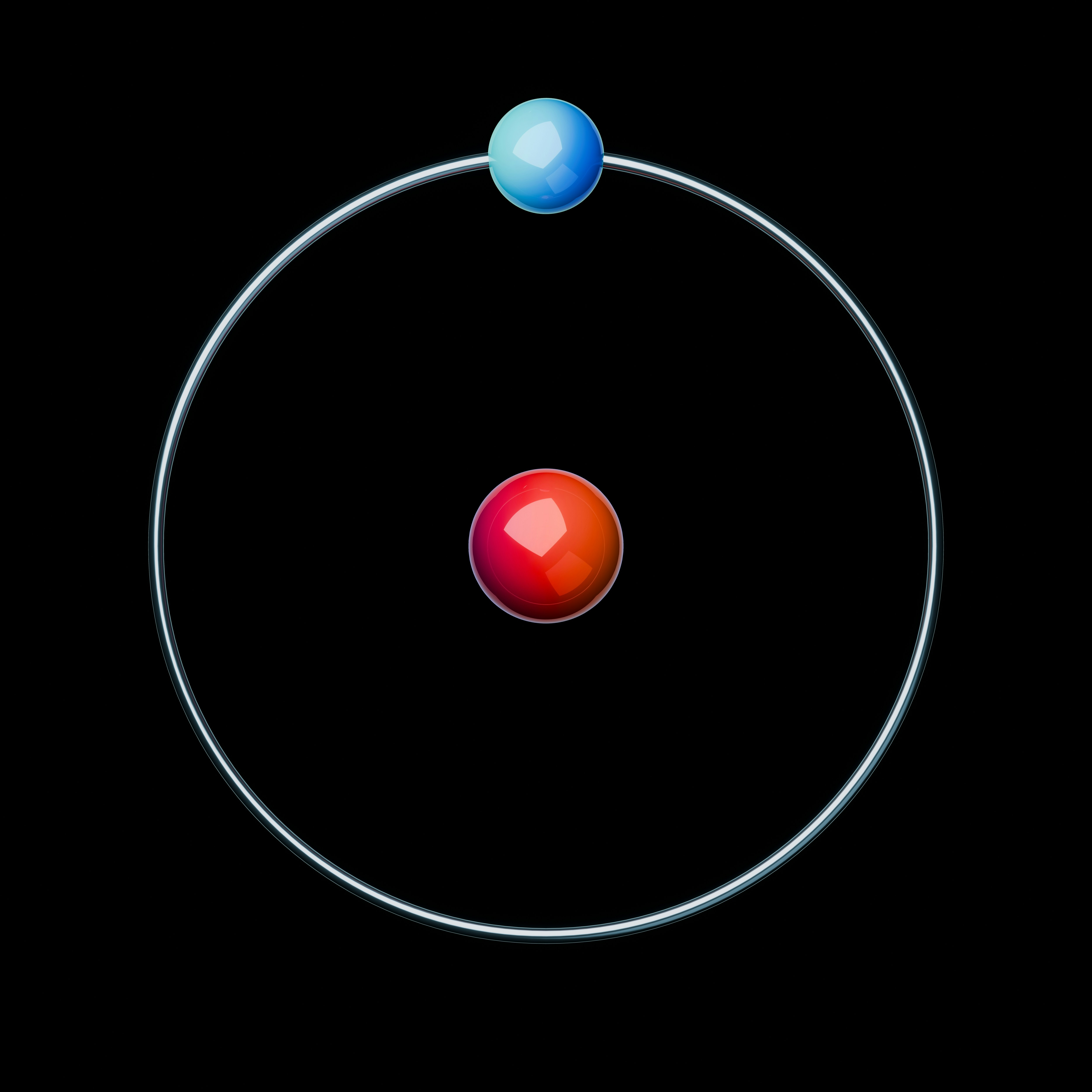 Ein vereinfachtes Modell eines Atoms mit Kern und Elektron.