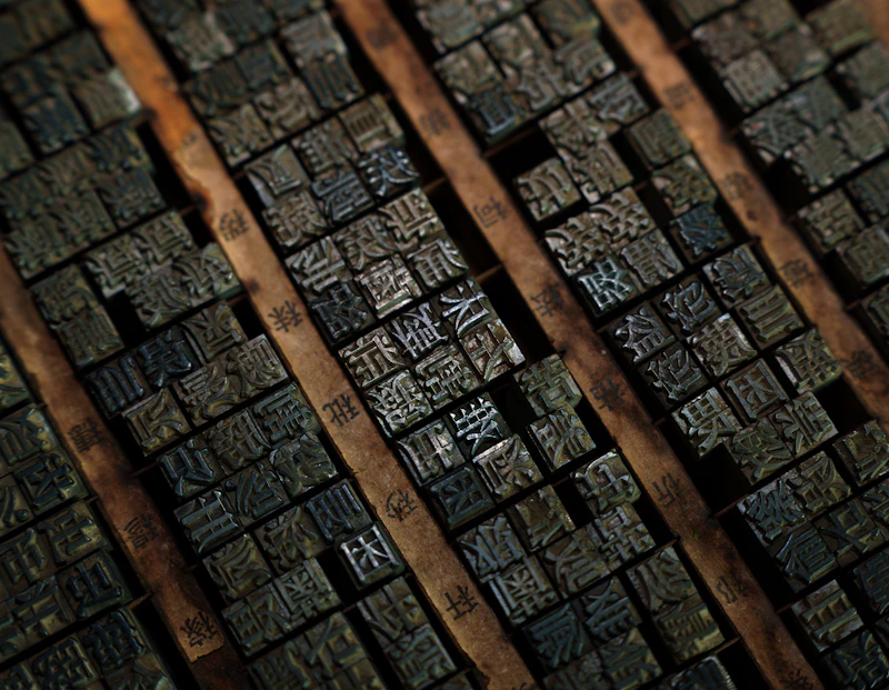 Detaliu macro cu litere de lemn pentru letterpress