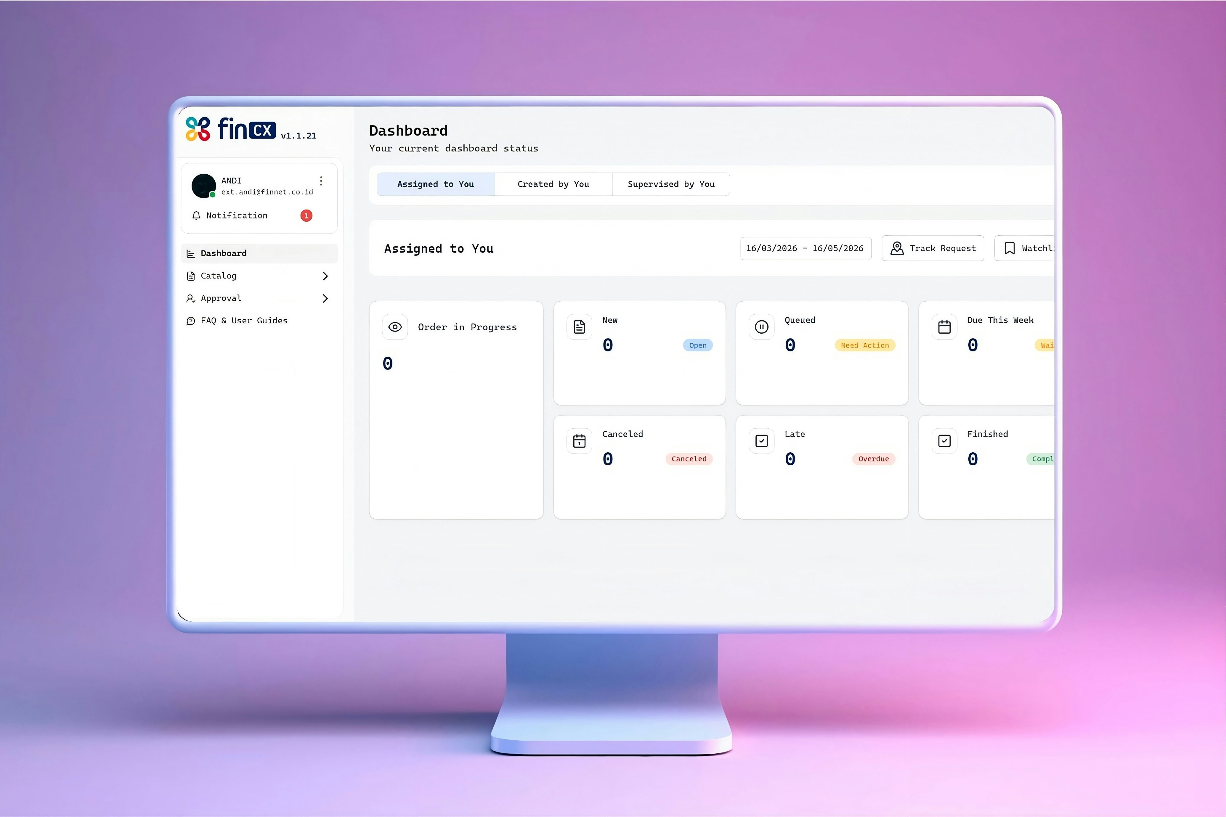 Dashboard CRM FinCx