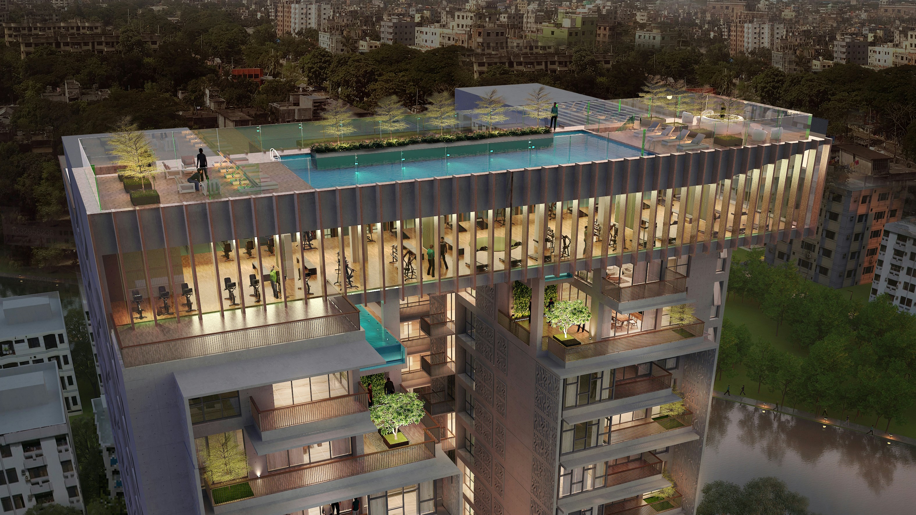 Luxury apartment skyline view - apartments with dog run