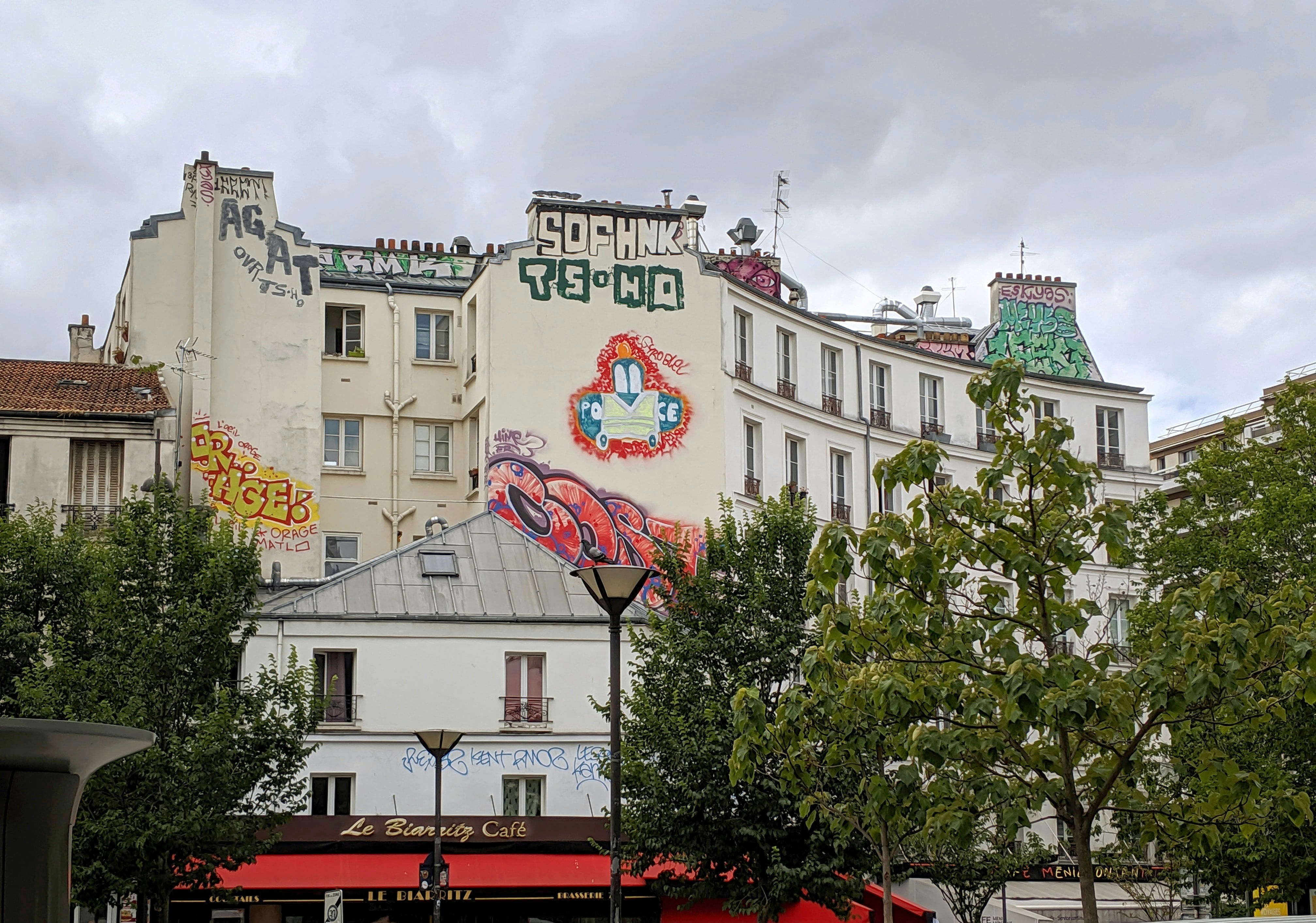 Paris street mural large building