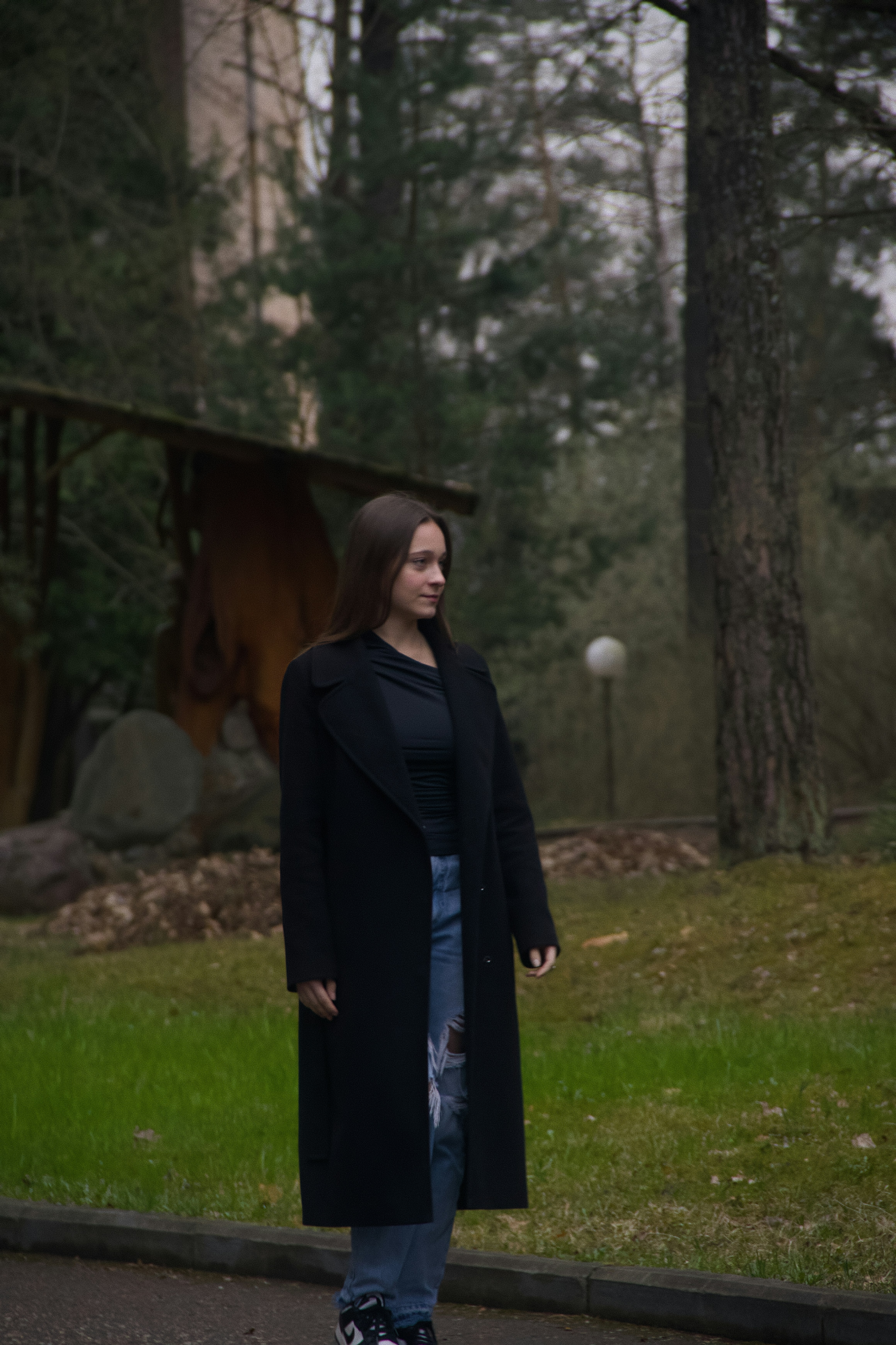 Manteau noir classique femme