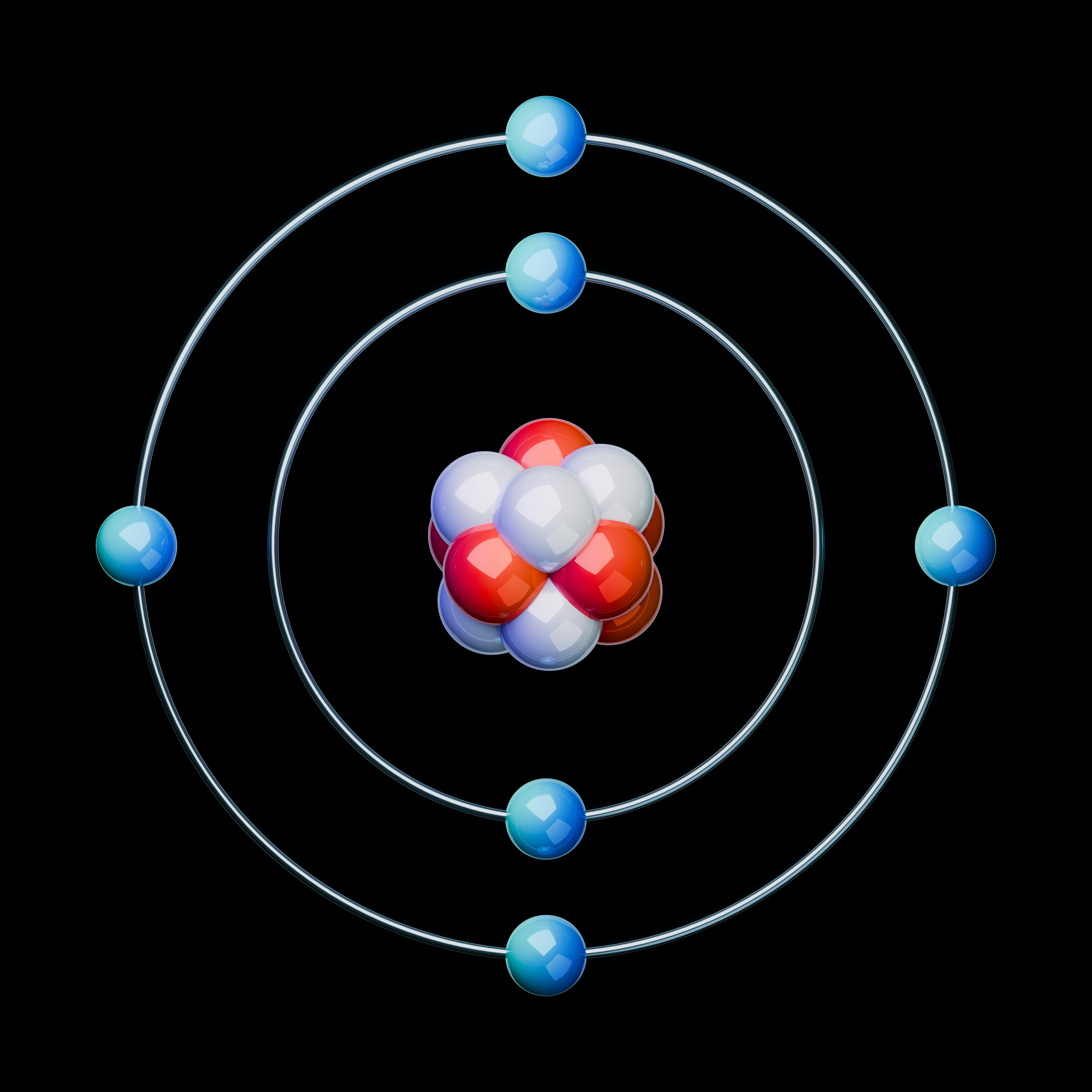Diagrama de un átomo con núcleo y electrones orbitantes