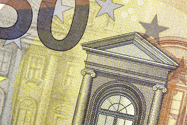 Close-up of a fifty euro banknote