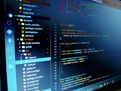 Computer screen displaying lines of code