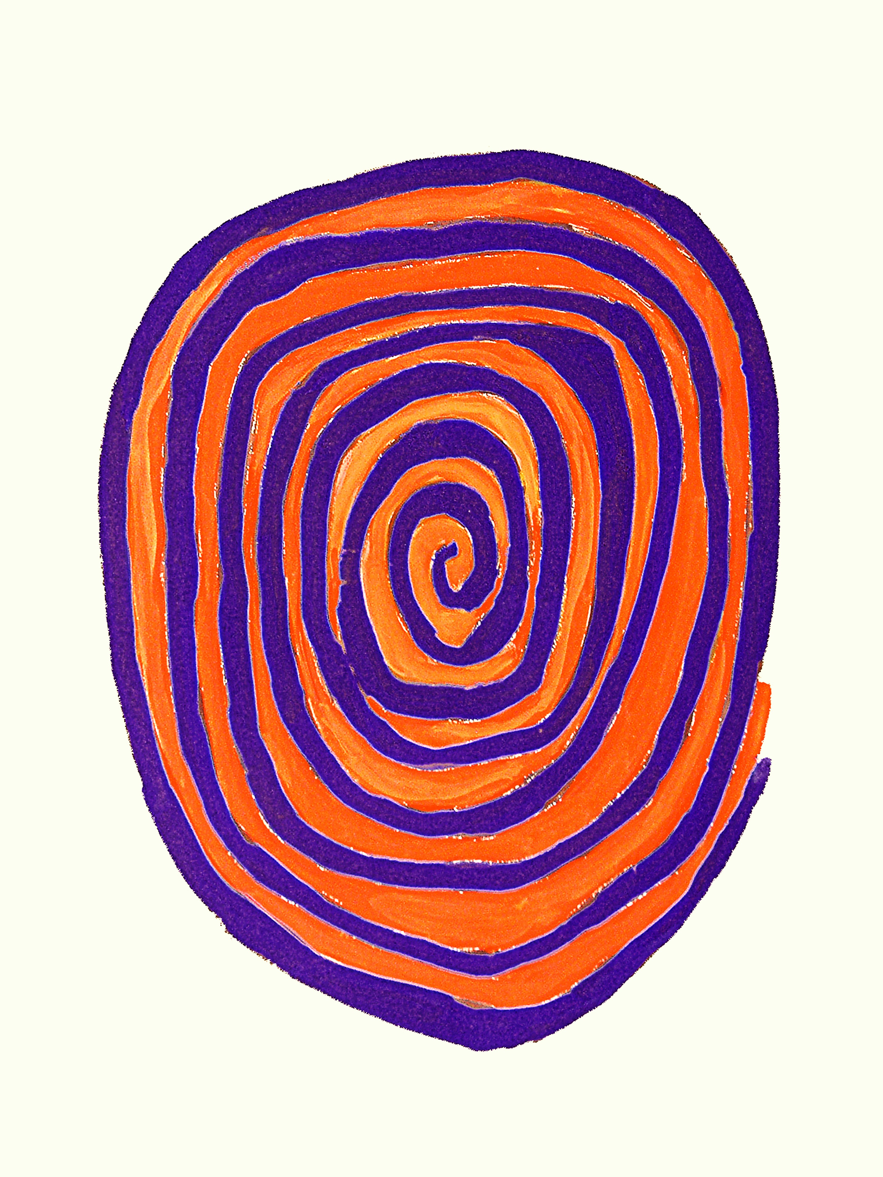 Spiral oranye dan ungu dengan latar belakang krem