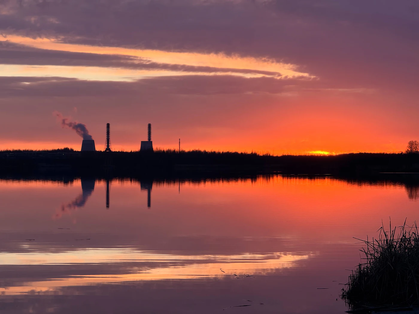 Power-sector industrial infrastructure at sunset