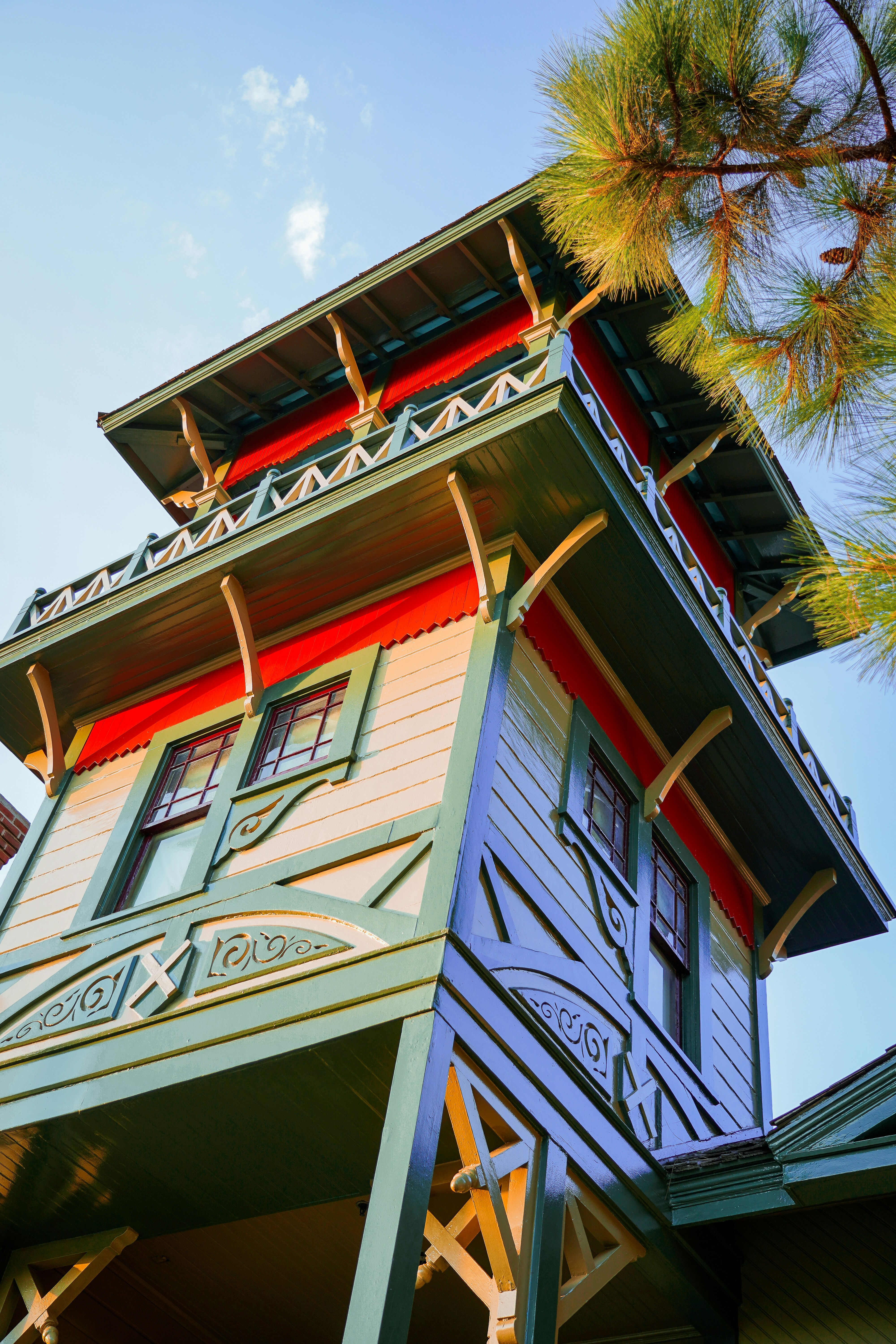 Colorful victorian-style building with ornate details