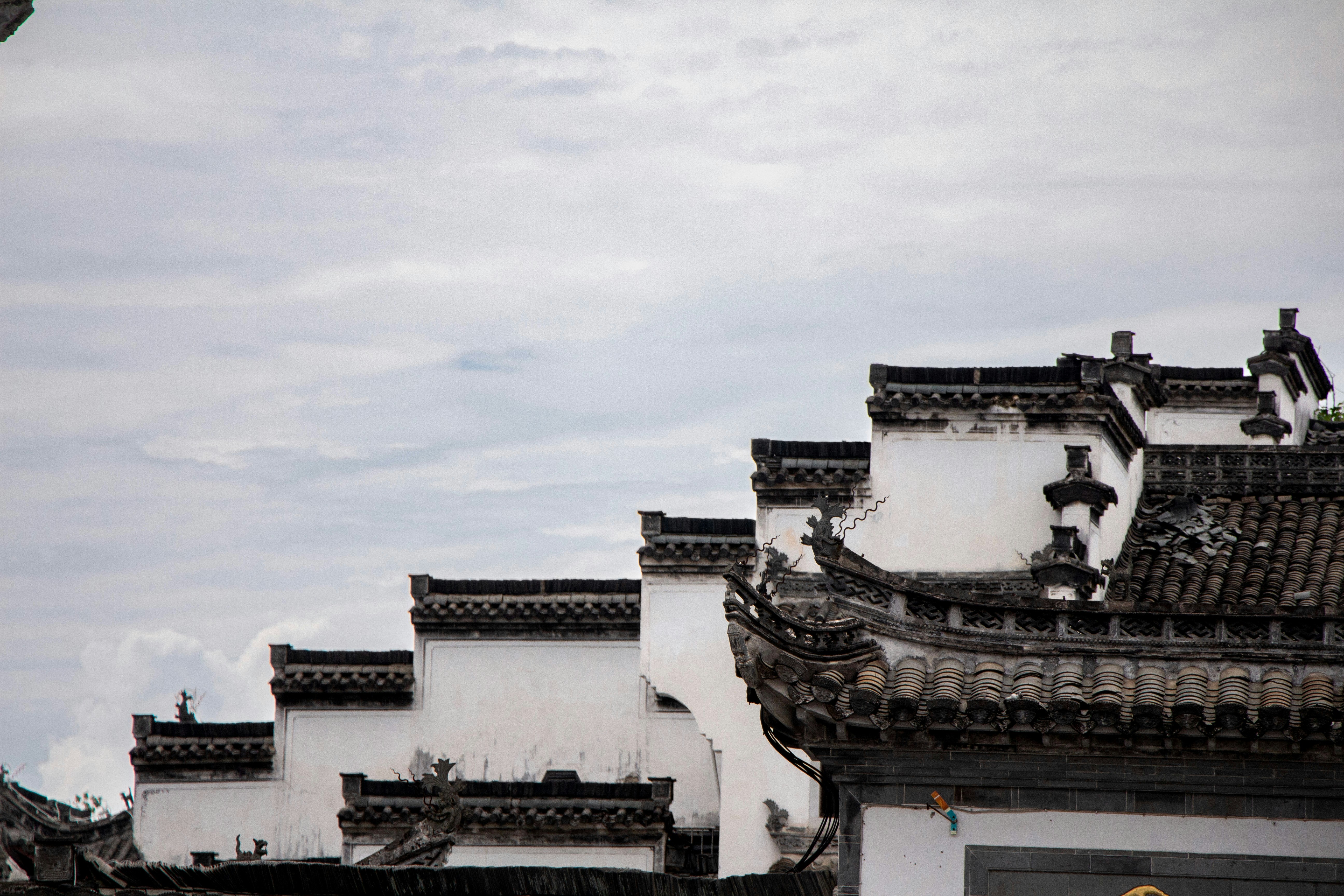 Traditional Chinese tiled roof where lower baby teeth are traditionally thrown