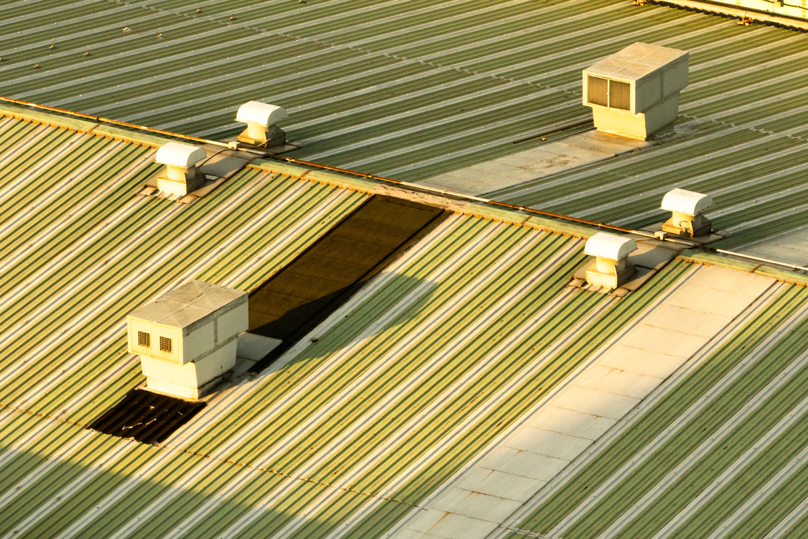 Commercial roof with ventilation units in Joliet IL