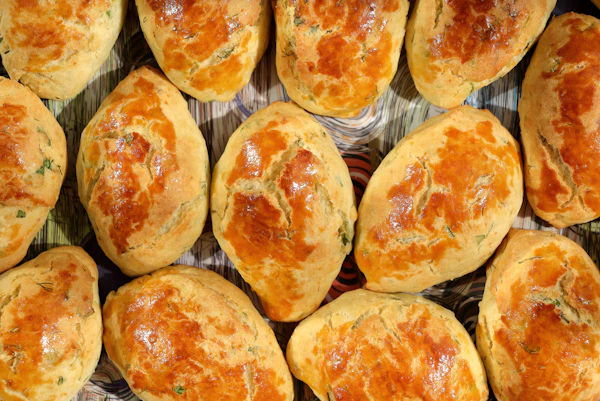 Golden baked Turkish pastries sprinkled with herbs