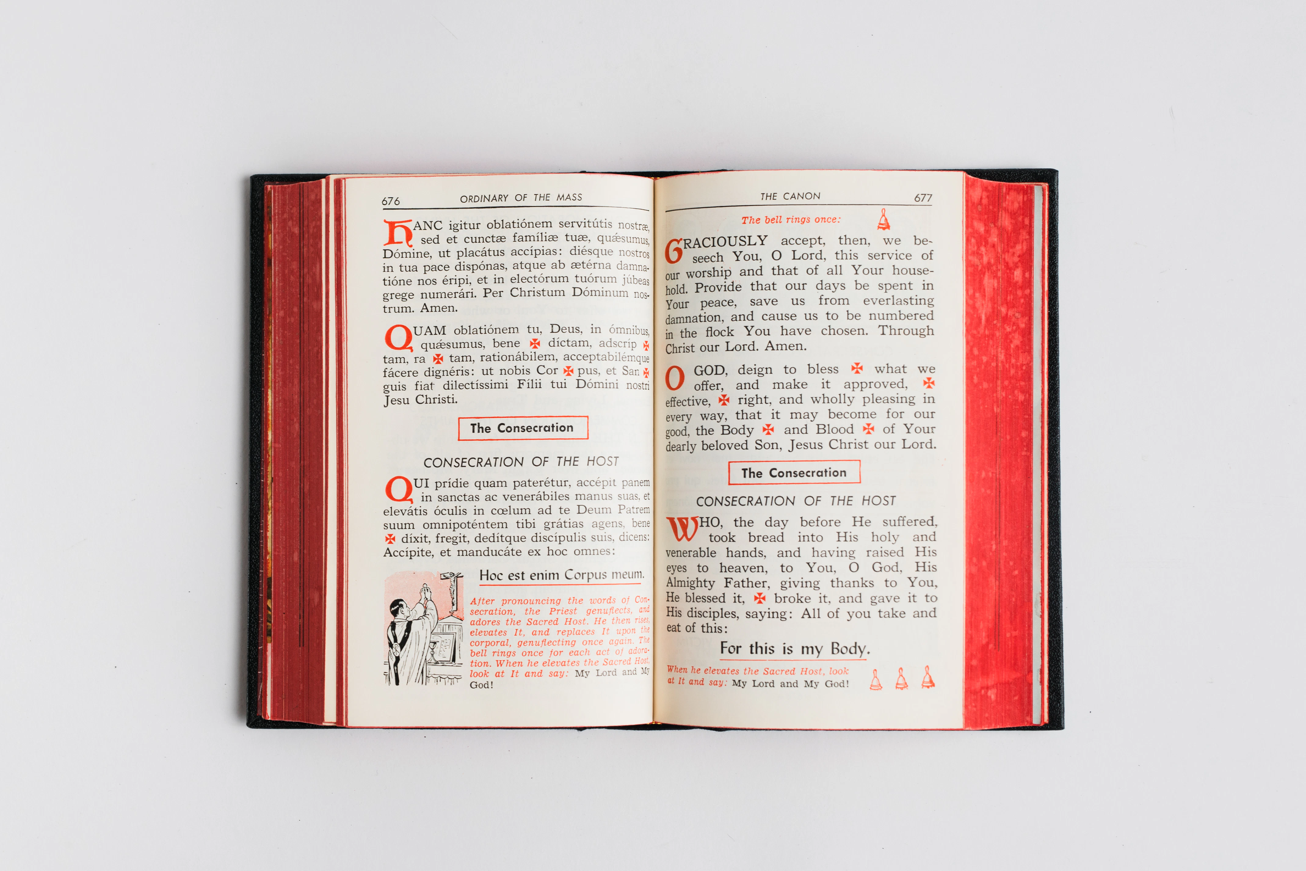 Open book with red cover and white pages