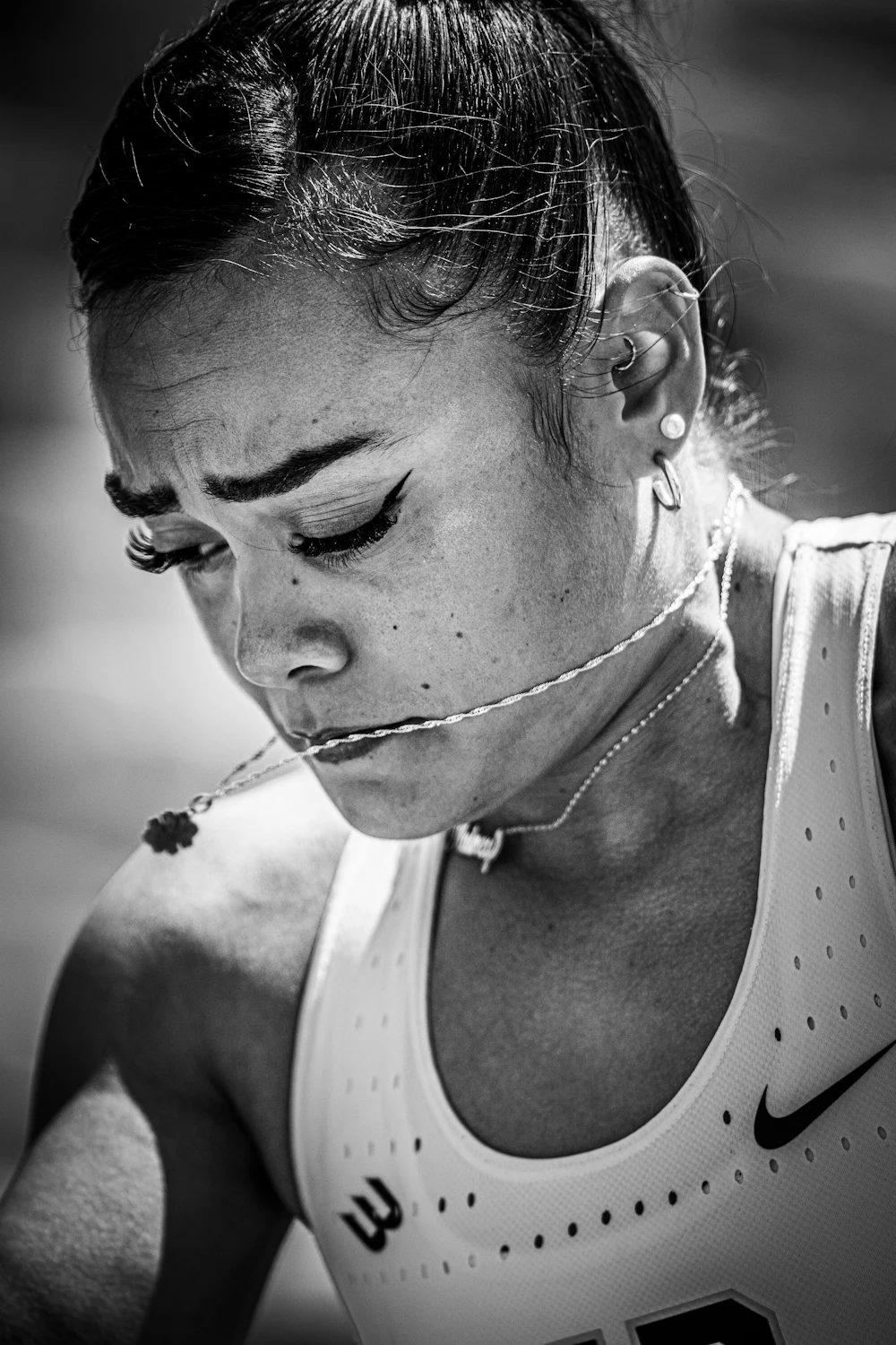 Athlete with a focused expression