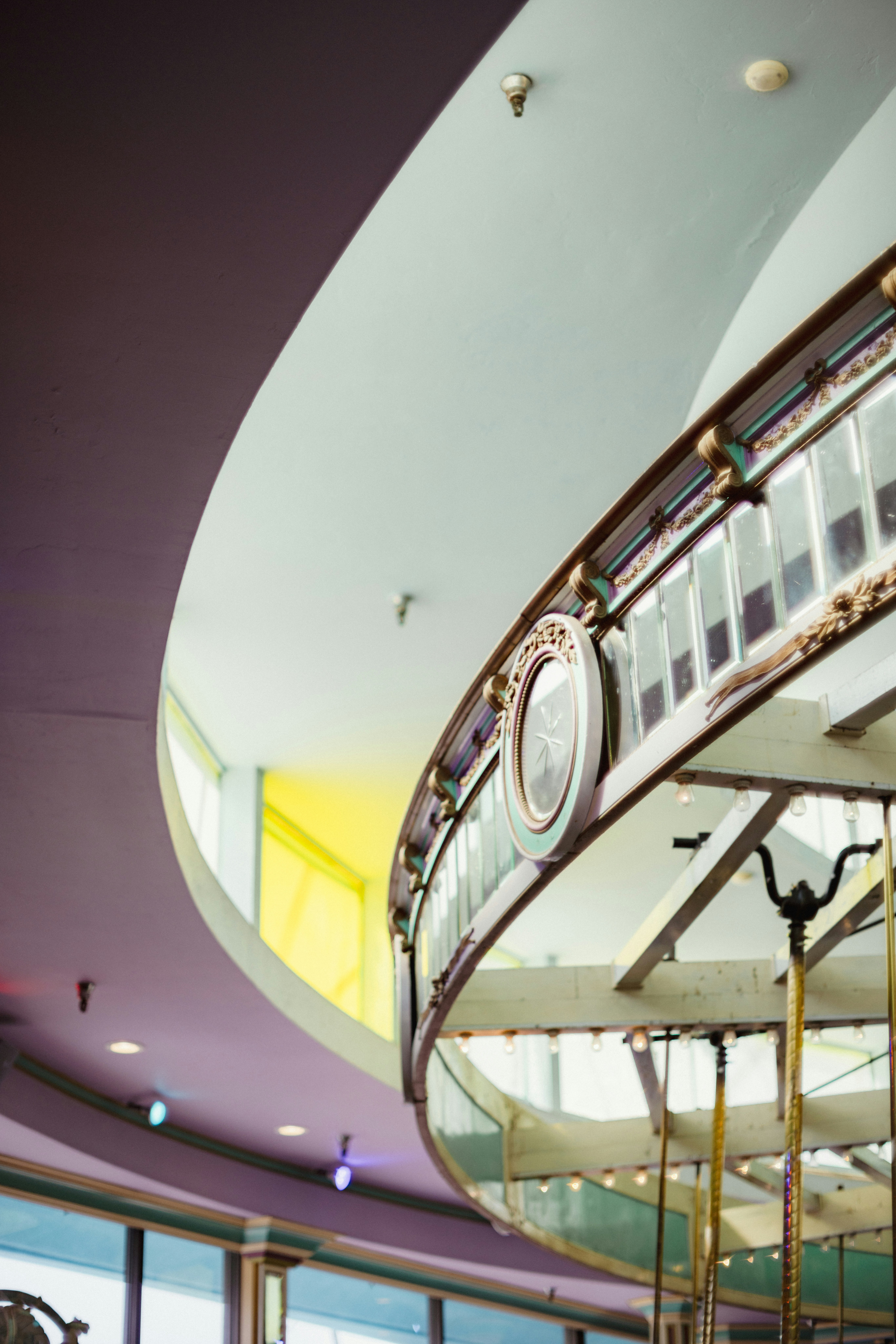 Ornate carousel railing inside a building